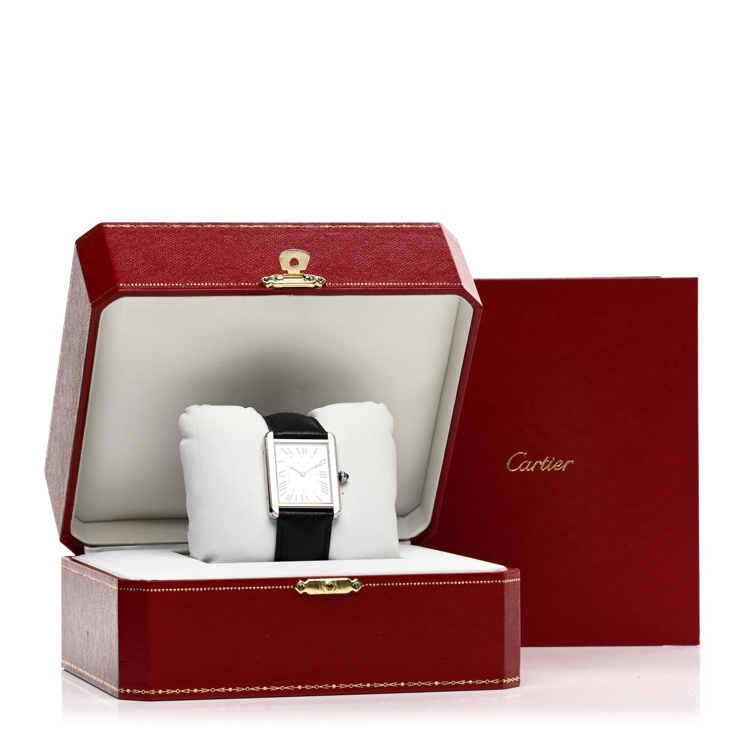 Stainless Steel Calfskin 27mm Tank Solo Quartz Watch