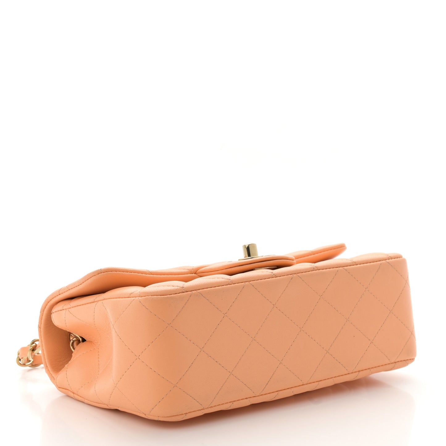Lambskin Quilted Mini Rectangular Flap Light Orange