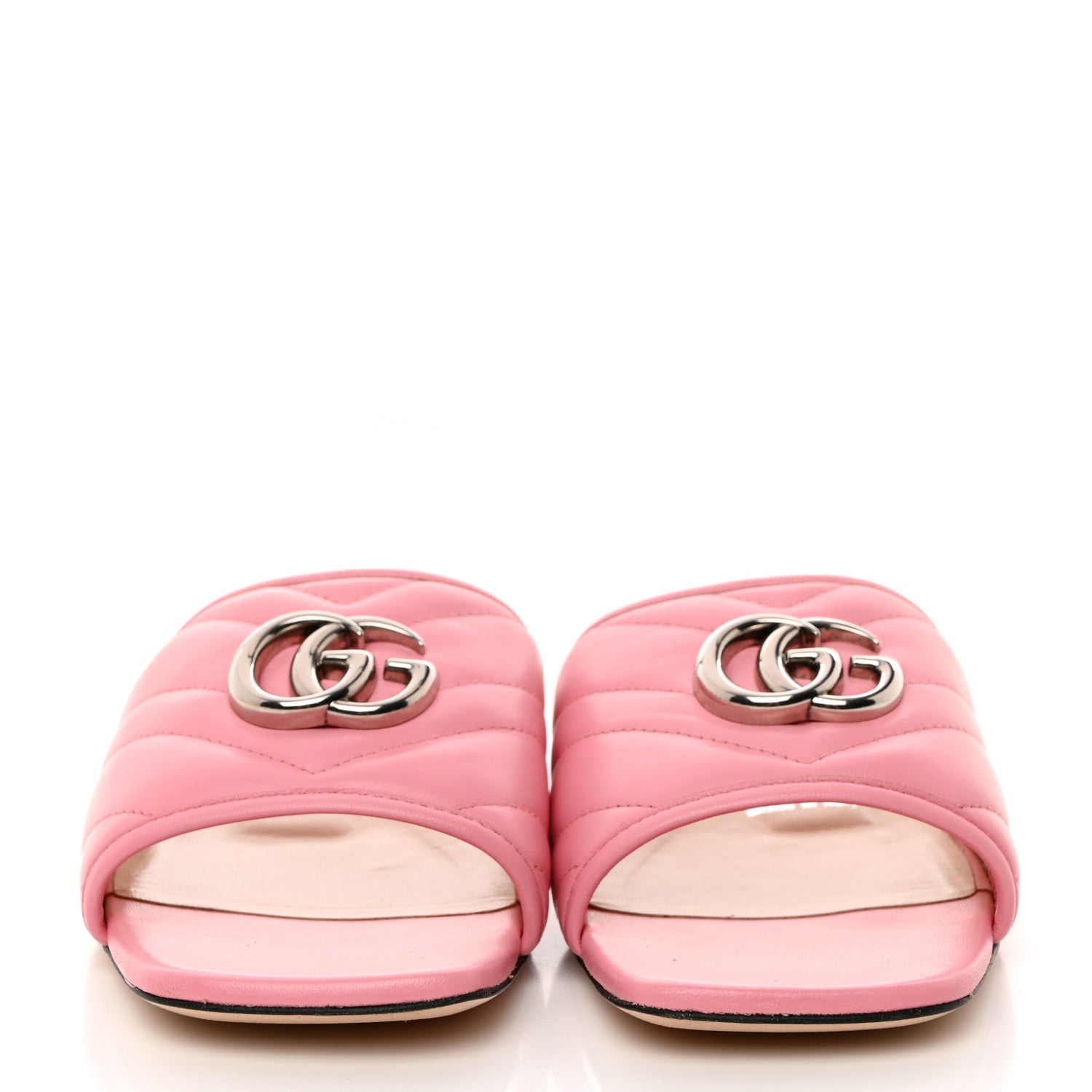 Gucci Nappa Matelasse GG Marmont Flat Slide Sandals 37.5 Wild Rose 2 of 8