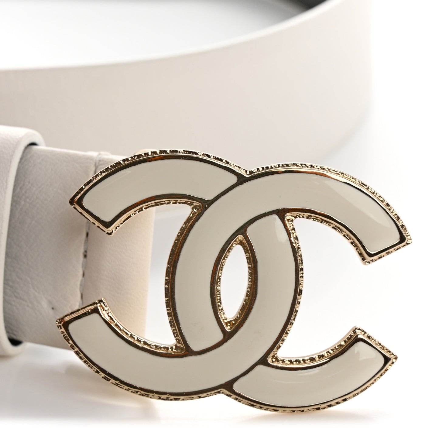 Calfskin Enamel CC Belt 80 32 White