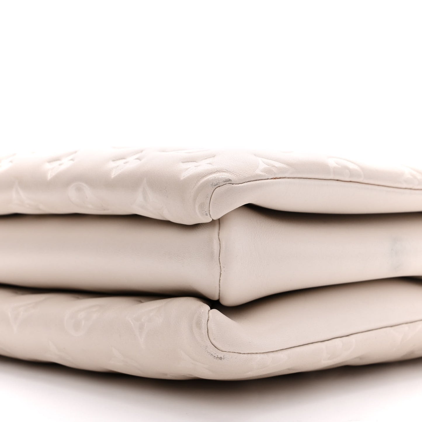 Lambskin Embossed Monogram Coussin PM Beige Cream