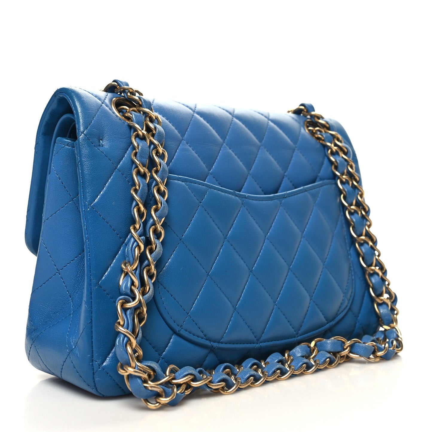 Lambskin Quilted Small Double Flap Blue