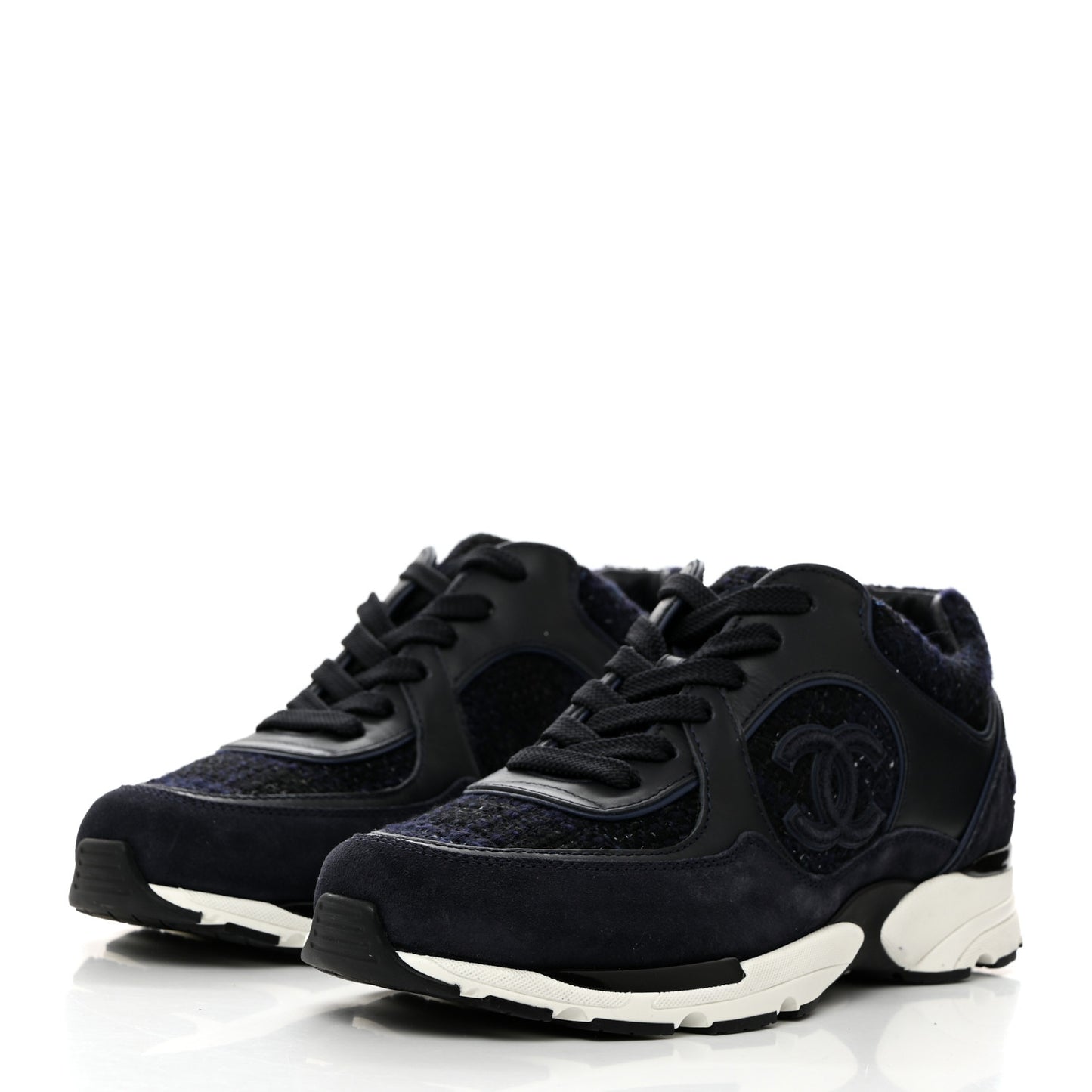 Tweed Suede Womens CC Sneakers 36 Black Blue