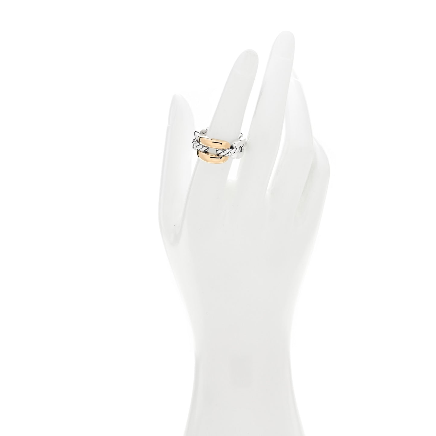 Sterling Silver 18K Yellow Gold 9.5mm Wellesley Chain Link Ring 54 7