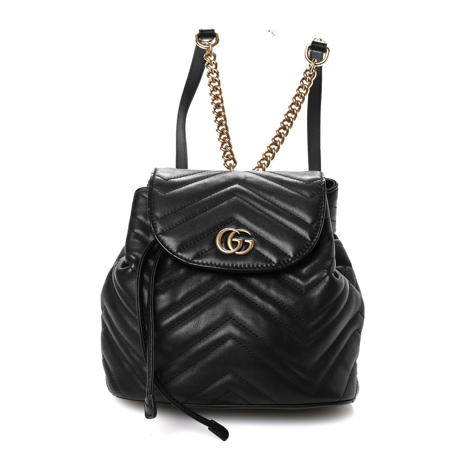 Gucci Calfskin Matelasse GG Marmont Flap Backpack Black 1769349