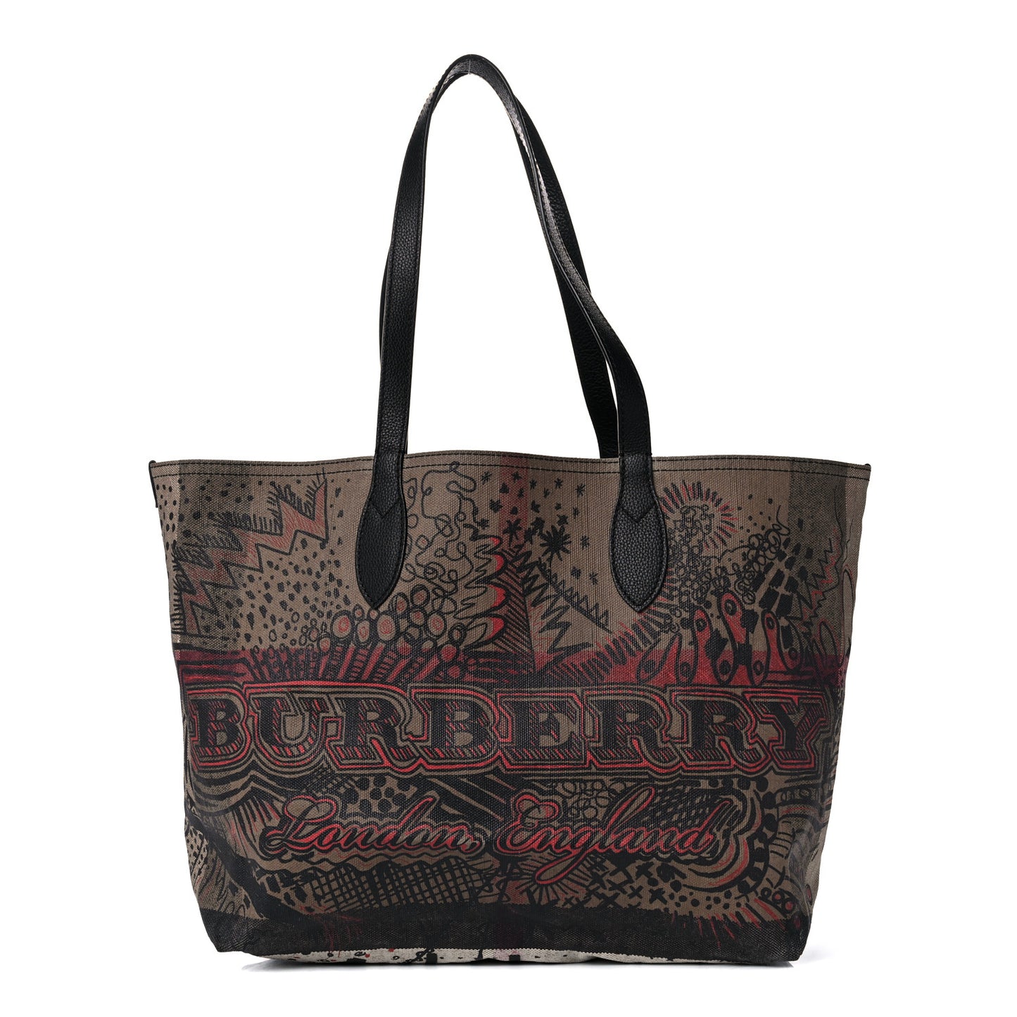 Coated Canvas Medium Reversible Doodle Tote Black