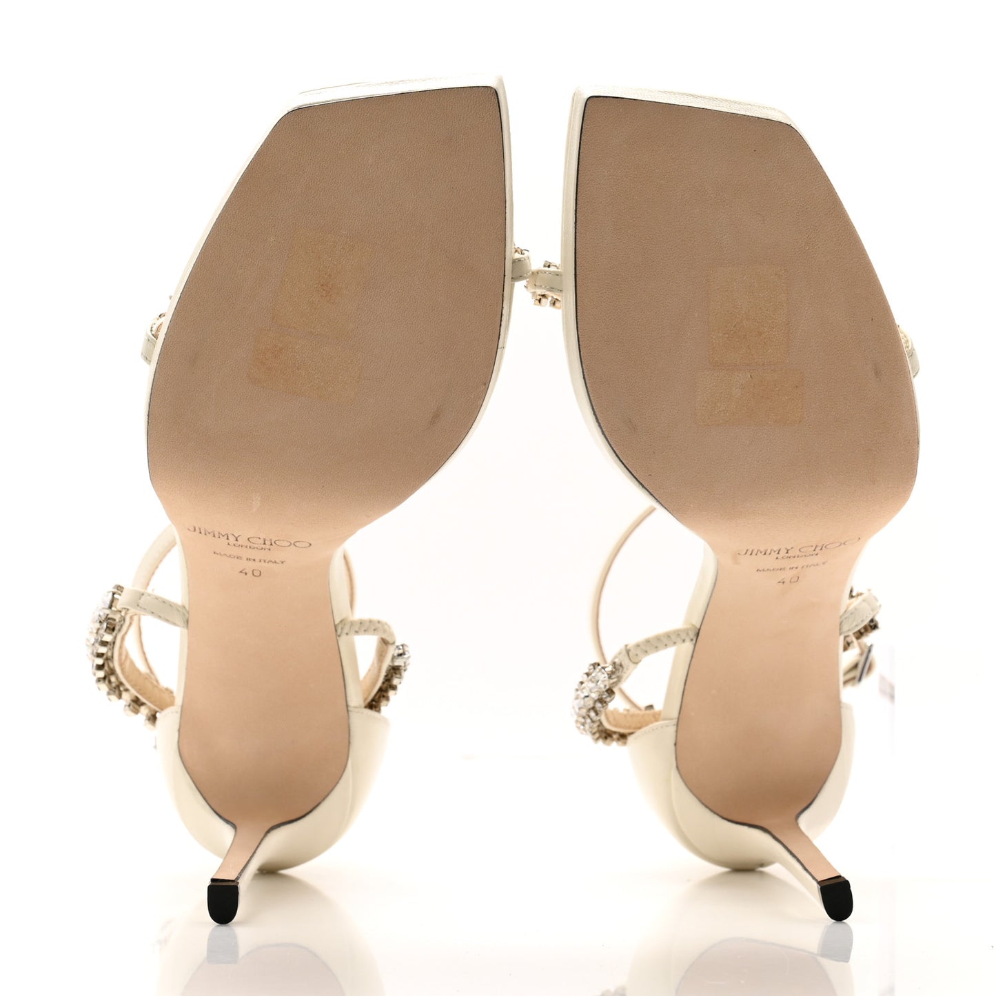Calfskin Crystal Bing 105 Sandals 40 Latte