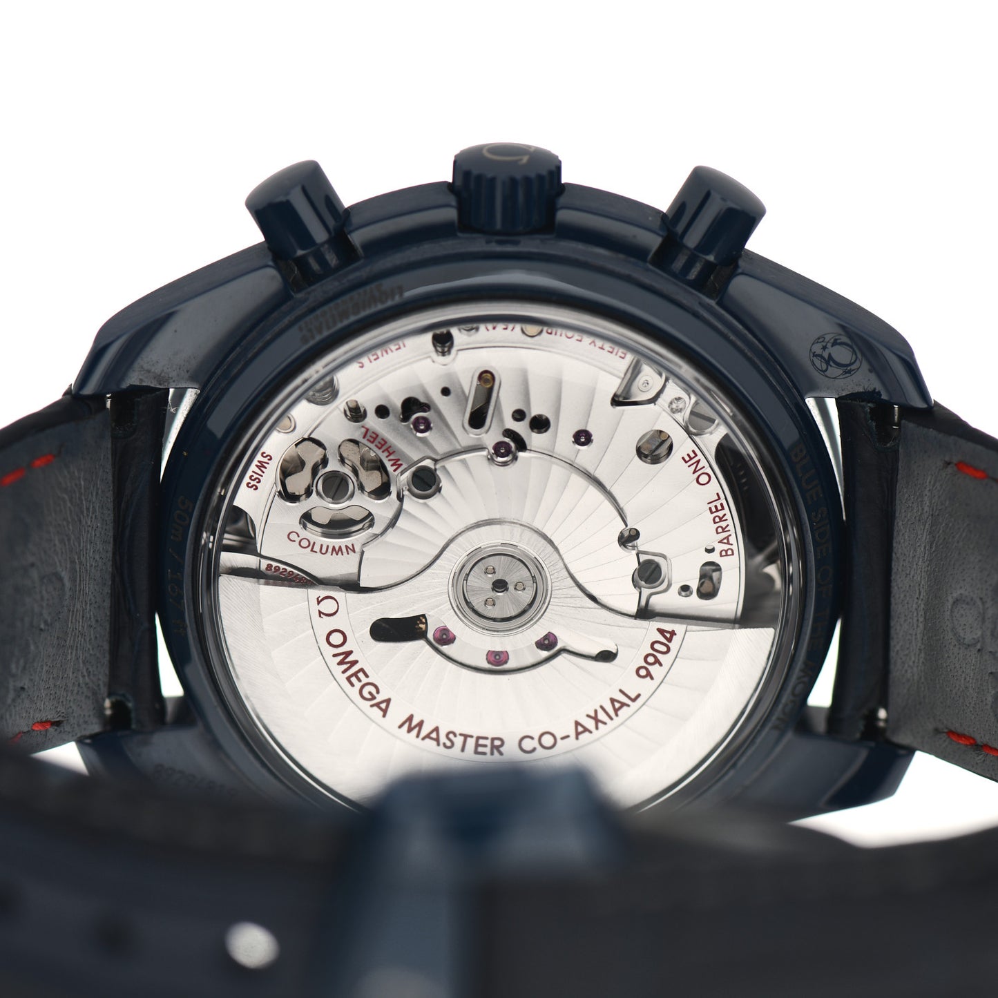 Ceramic Titanium Crocodile 44mm Speedmaster Blue Side of the Moon Automatic Watch Blue 304.93.44.52.03.001