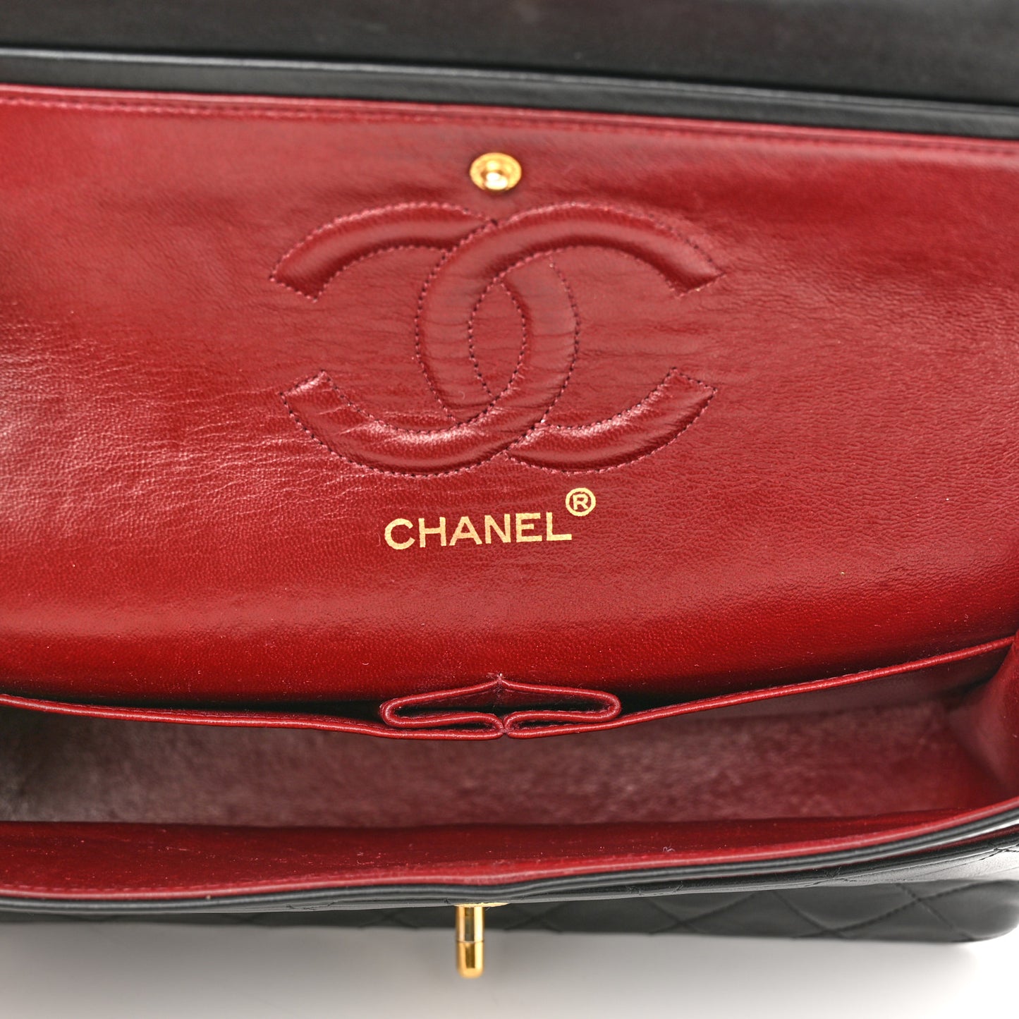 Lambskin Quilted Medium Double Flap Black