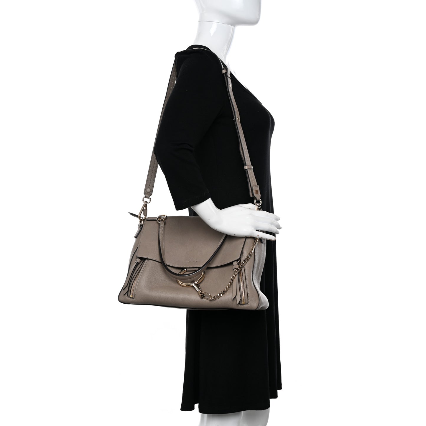 Calfskin Medium Faye Day Shoulder Bag Motty Grey