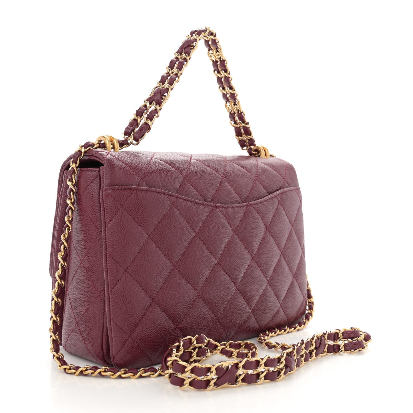 Caviar Quilted Coco First Flap Burgundy