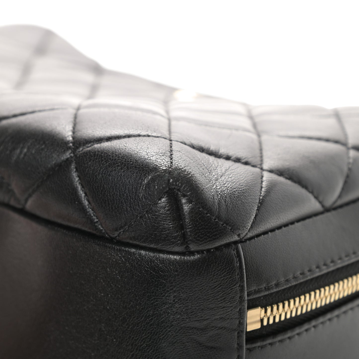 Lambskin Quilted Large Trendy CC Bowling Bag Black