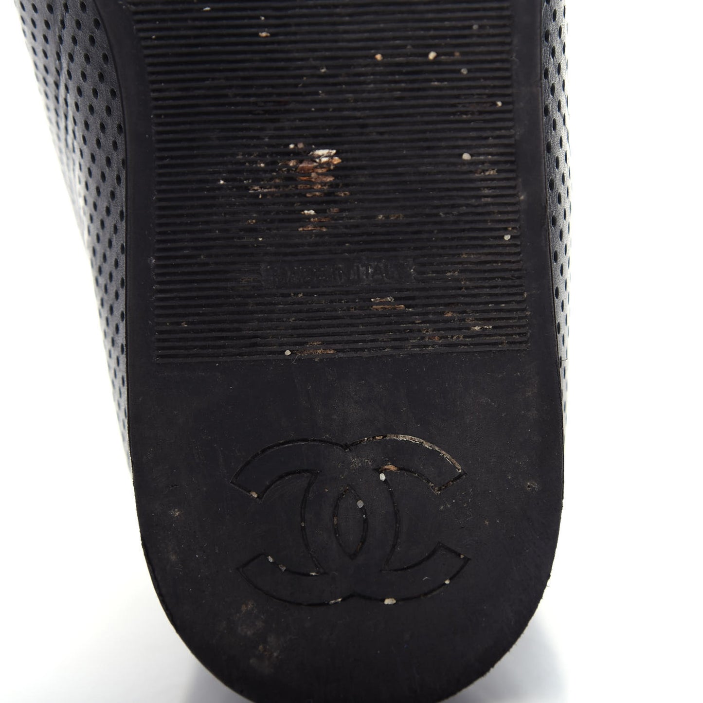Perforated Lambskin High Top CC Sneakers 36.5 Black