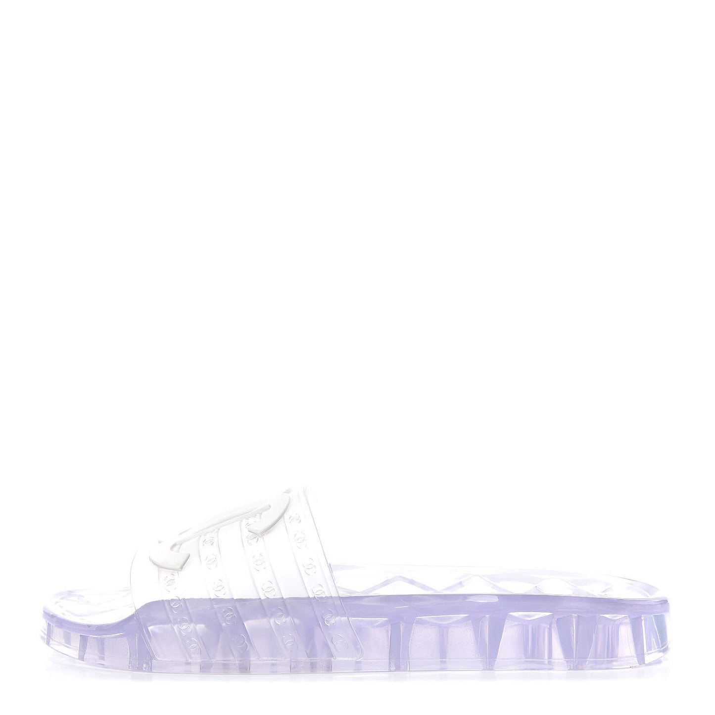 PVC Transparent CC Flat Slide Sandals 40 White