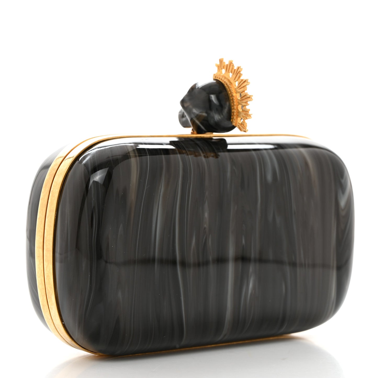 PVC Marble Skull Box Clutch Black Multicolor