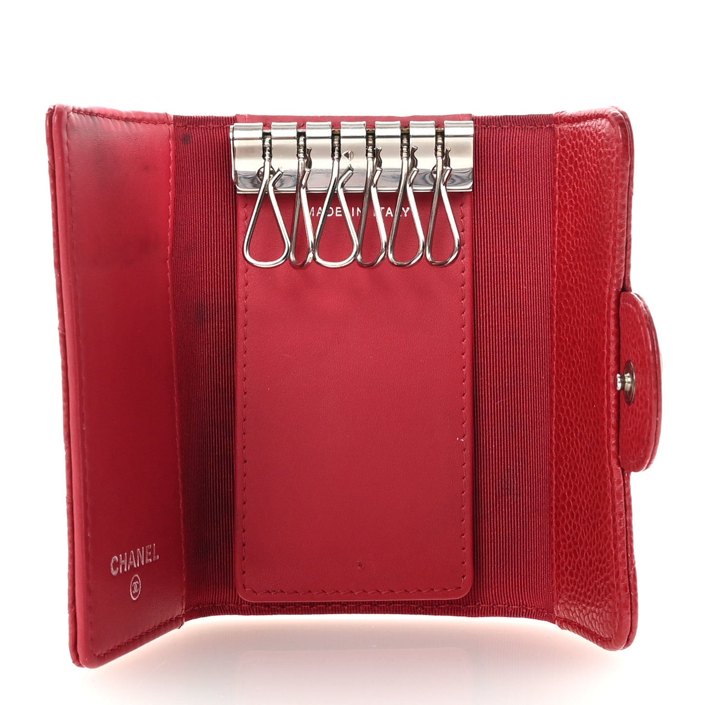 Metallic Caviar Quilted 6 Key Holder Dark Pink