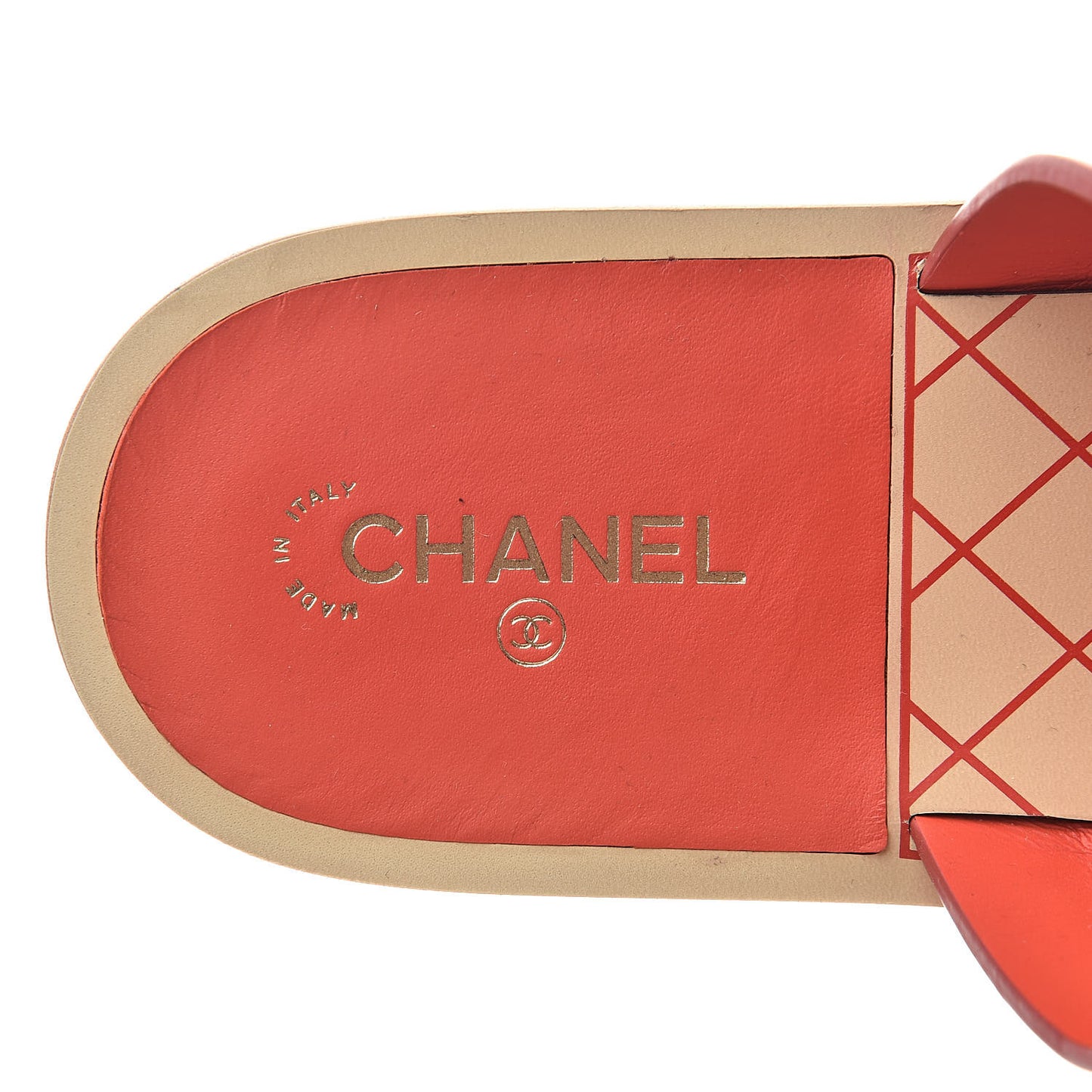Calfskin Chain CC Sandals 38 Red