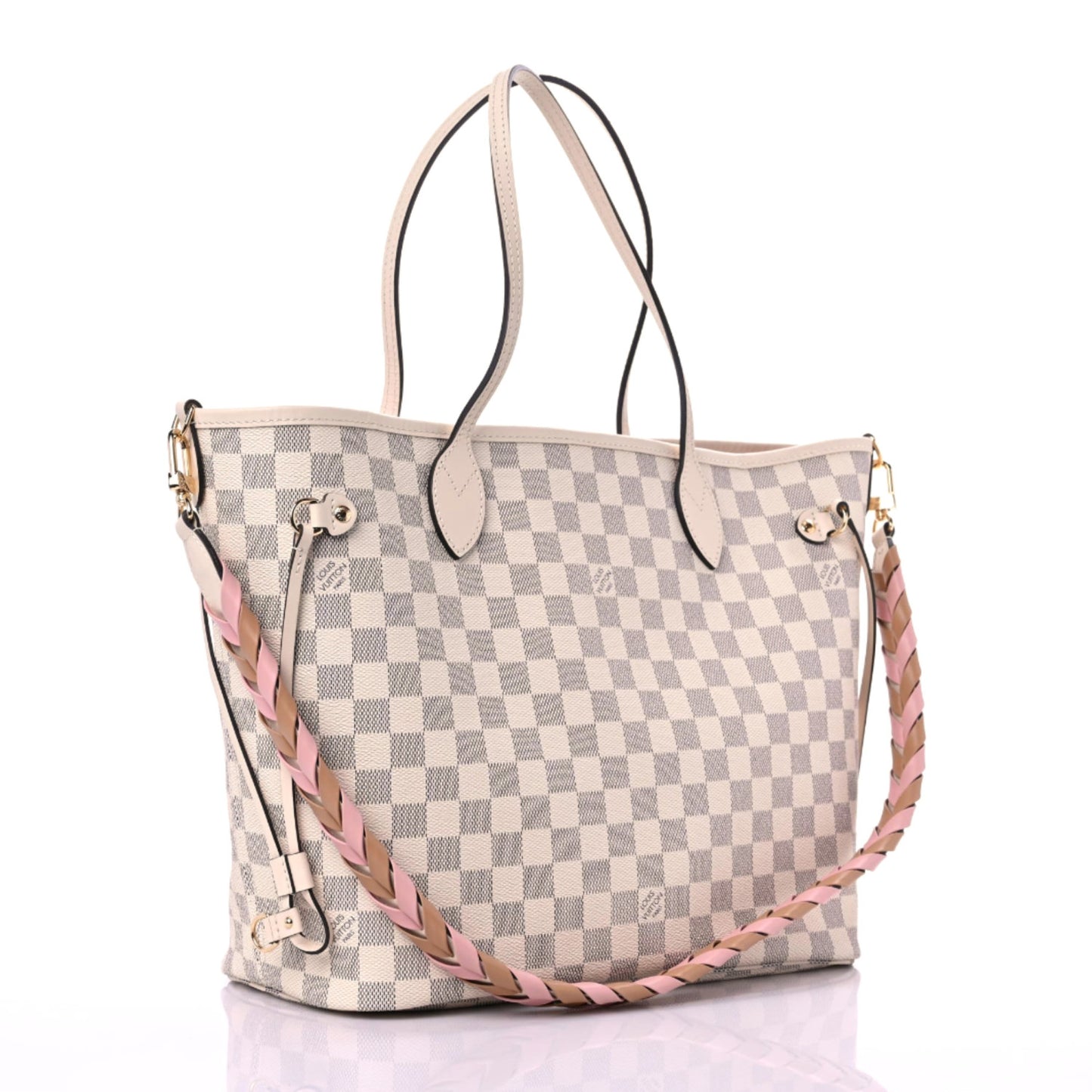 Damier Azur Braided Neverfull MM Pink