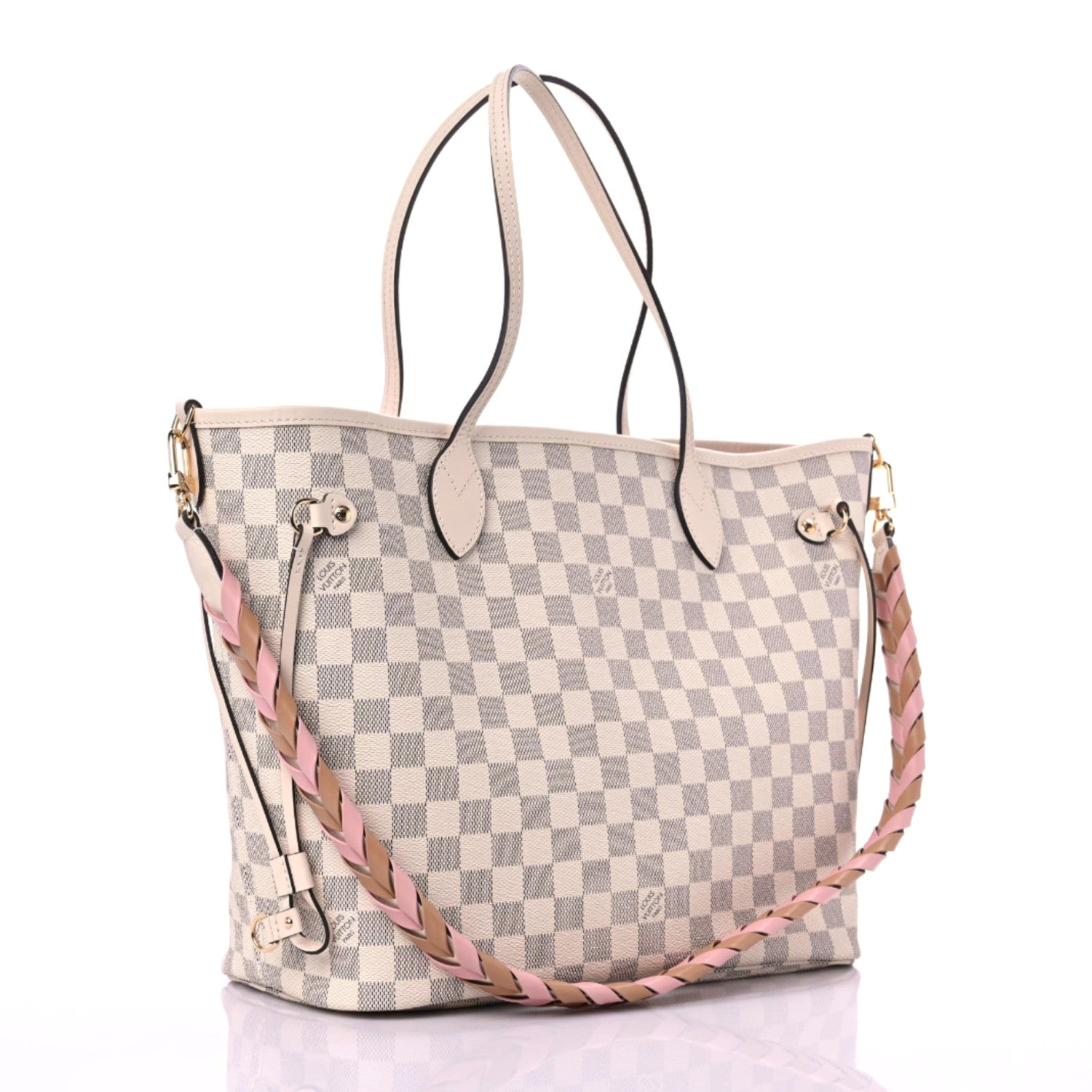 Louis Vuitton Damier Azur Braided Neverfull MM Pink 4 of 9