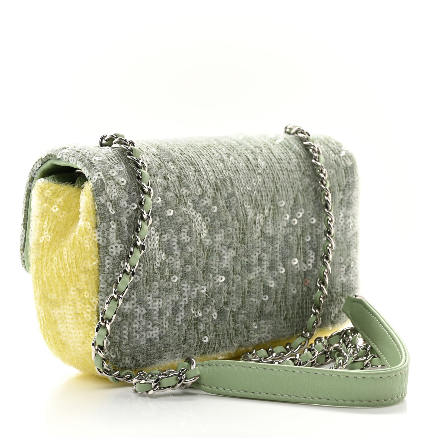 Sequin Mini Waterfall Flap Green Light Green Yellow