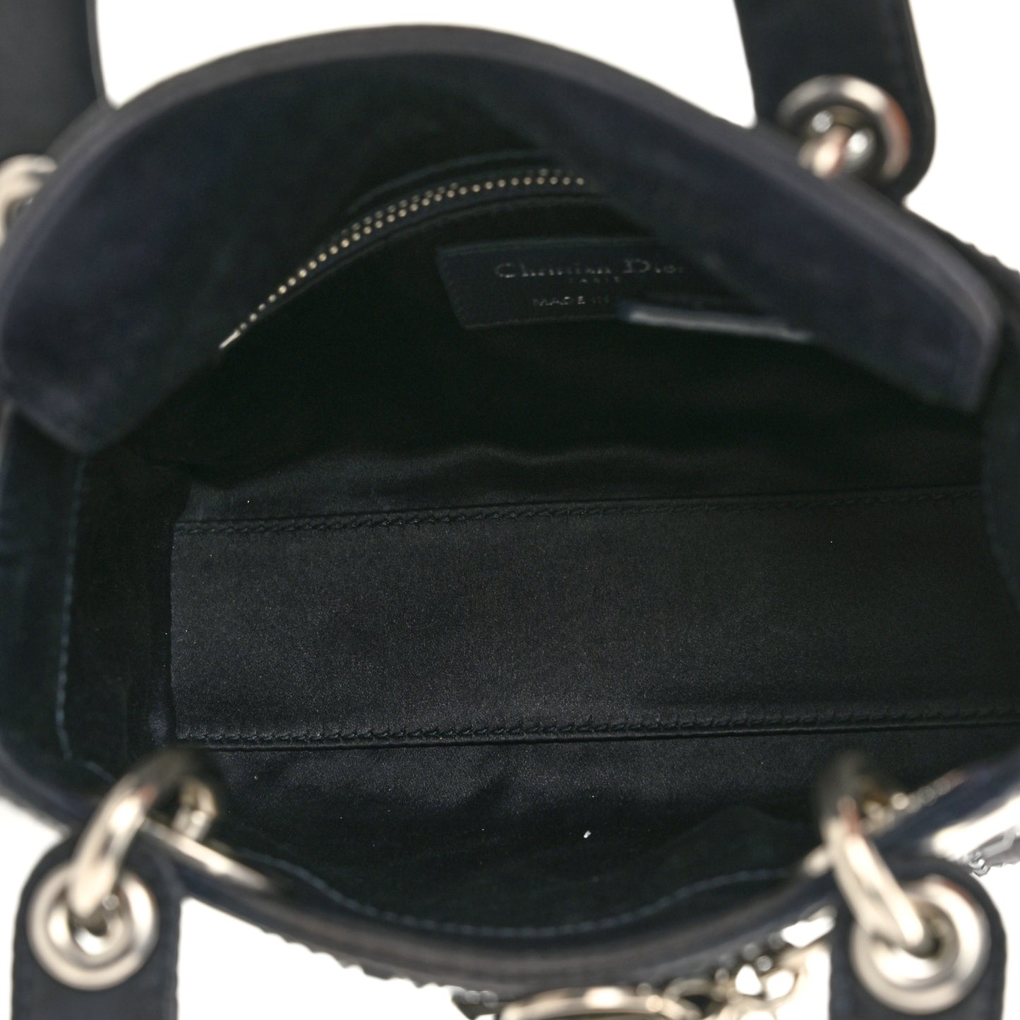 Satin Crystal Cannage Mini Lady Dior Navy