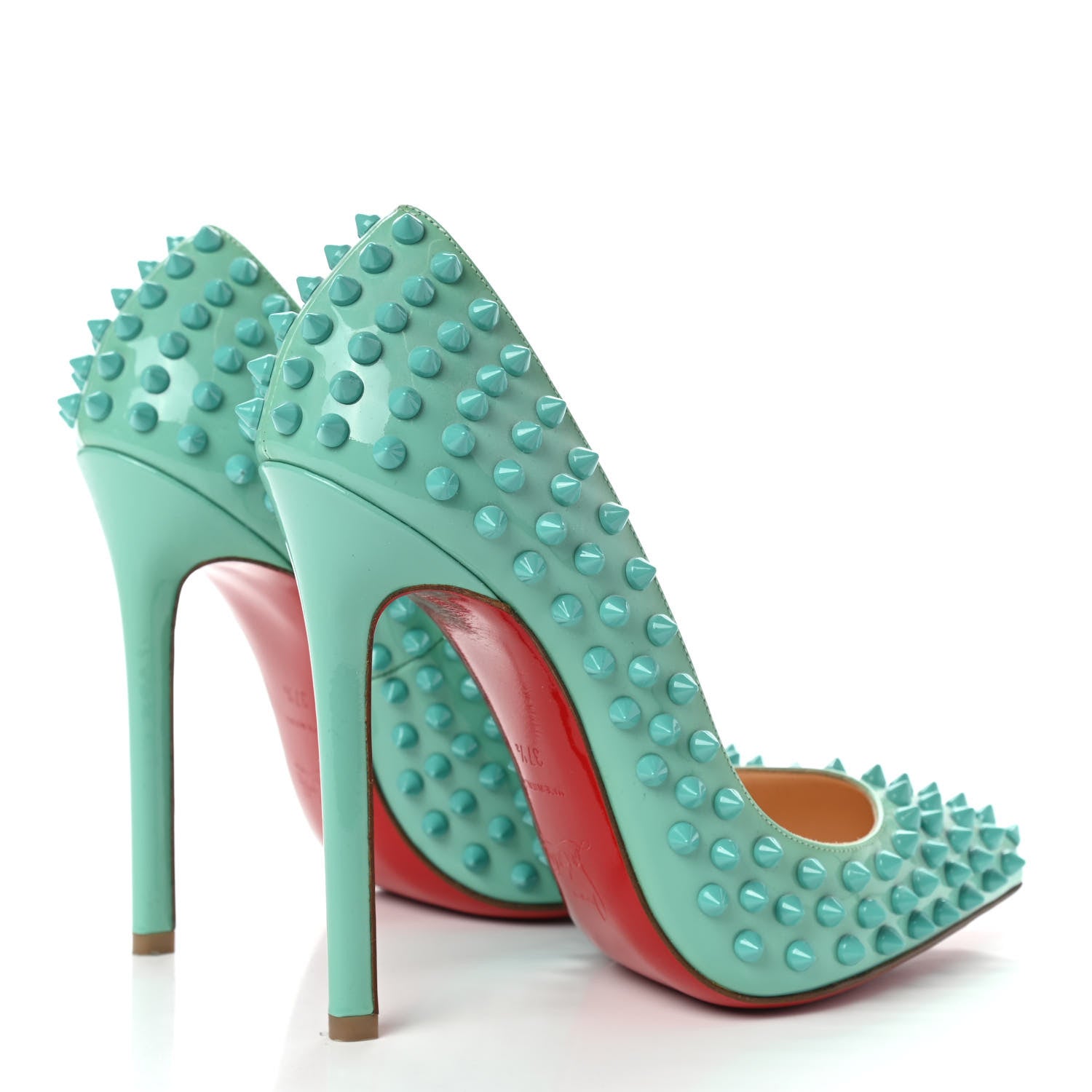 Christian Louboutin Patent Pigalle Spikes 120 Pumps 37.5 Aquamarine 4 of 8