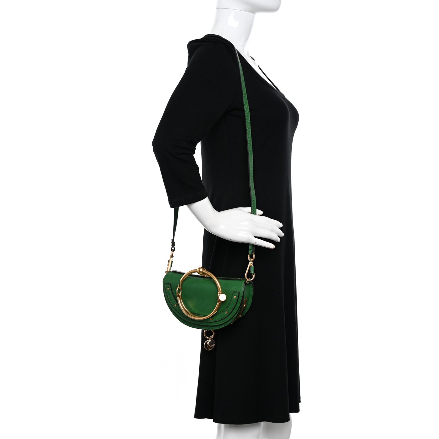 Calfskin Small Nile Bracelet Minaudiere Bag Deep Pine