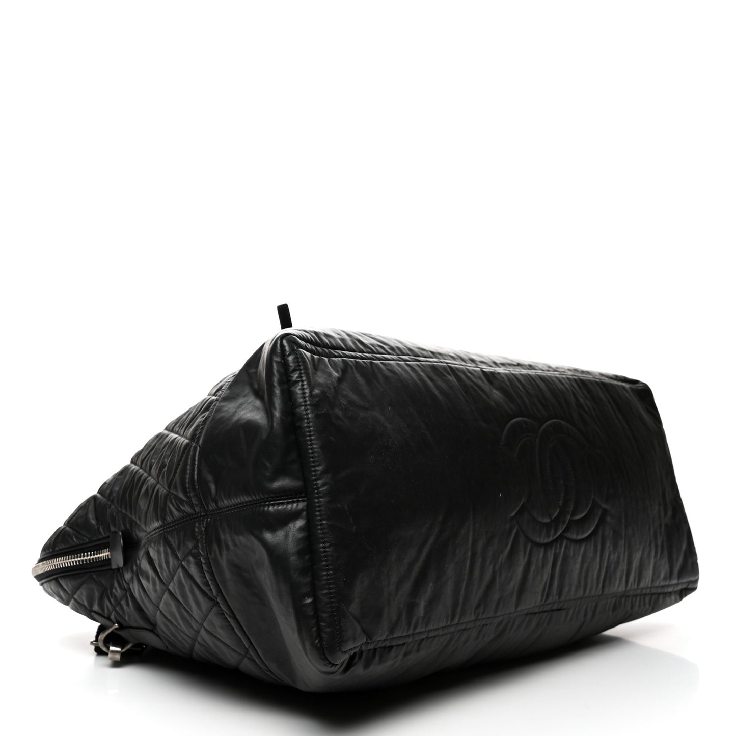 Coated Canvas Quilted Large Garment Travel Bag Black