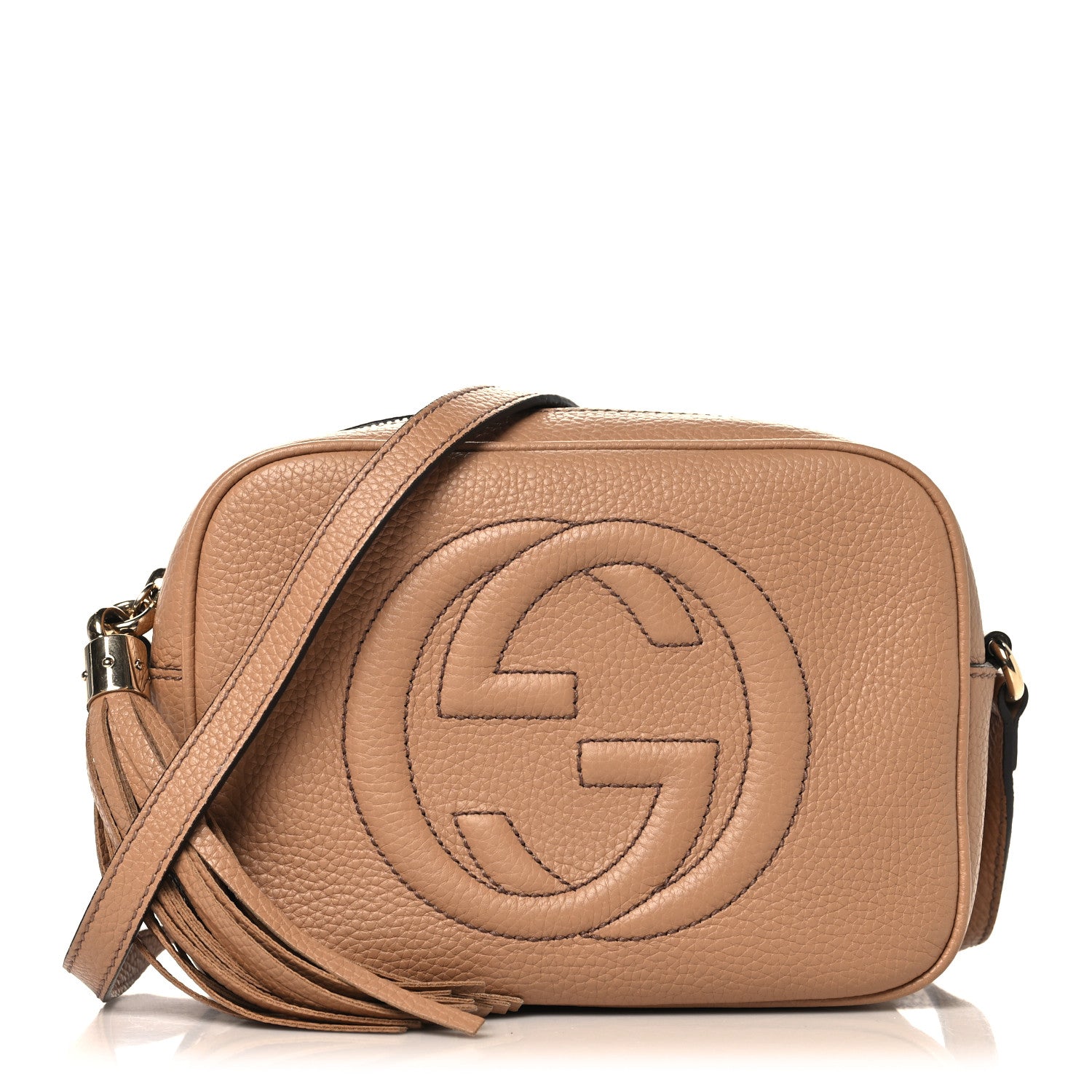 Gucci Pebbled Calfskin Small Soho Disco Bag Camelia 1816427