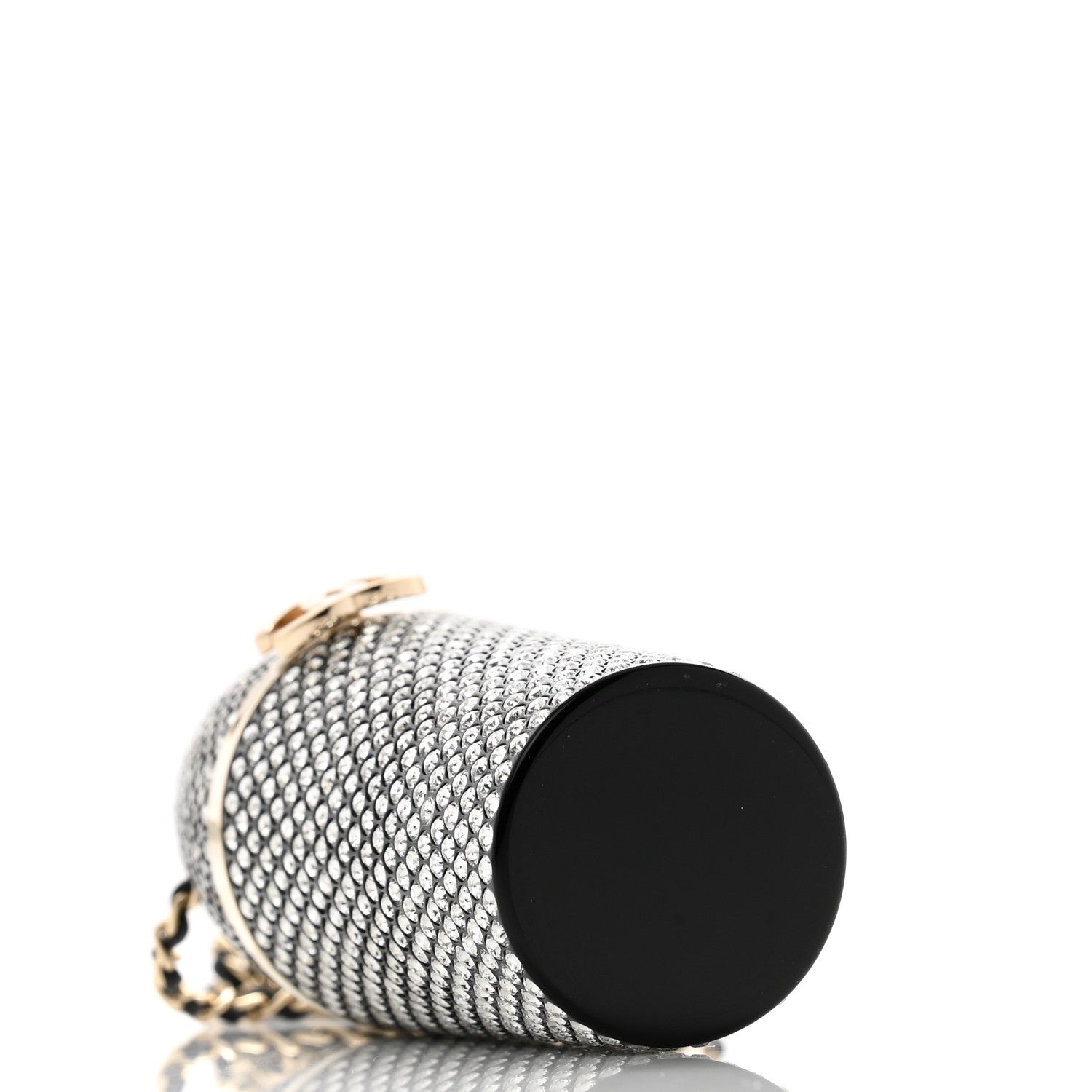 Chanel Metal Resin Lambskin Crystal Lipstick Case Long Necklace On Chain Silver Black Gold 4 of 11