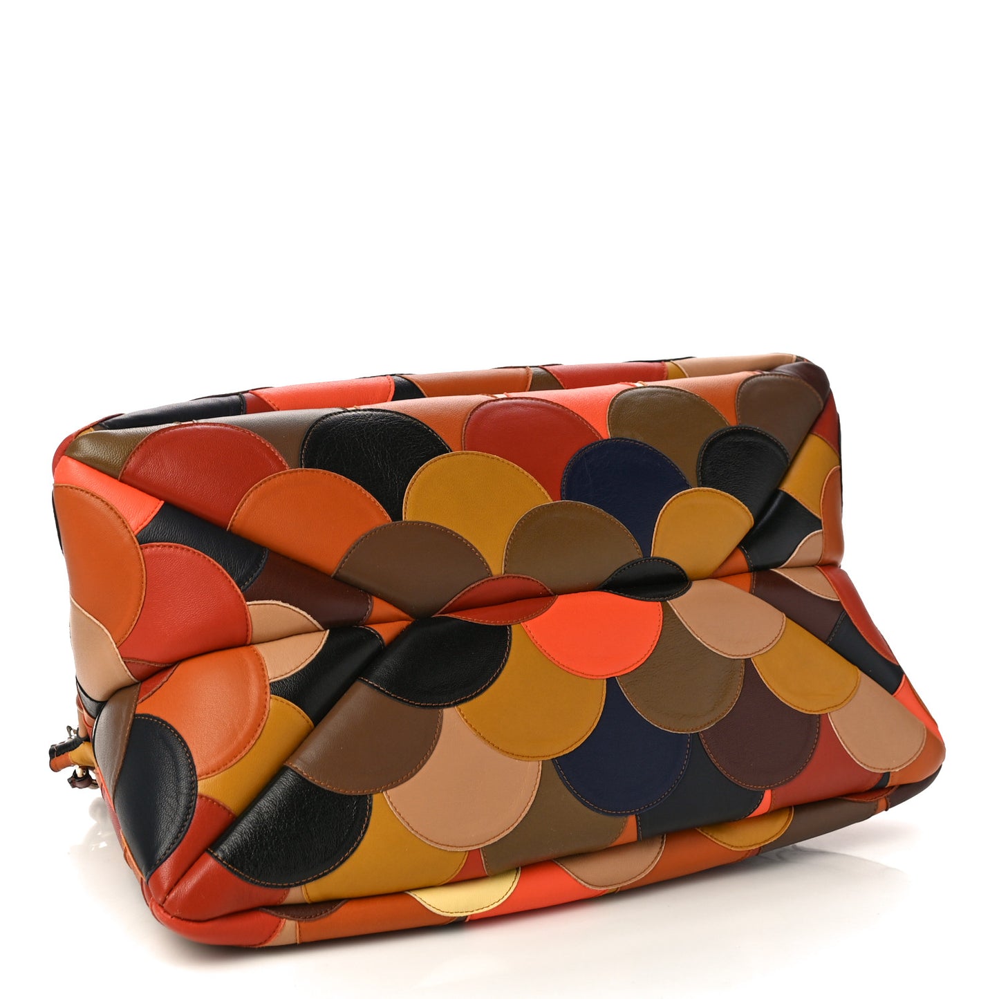 Shiny Calfskin Scalloped Patchwork Medium Juana Shoulder Bag Multicolor
