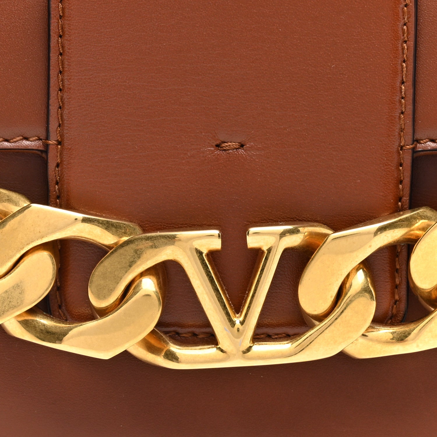 Valentino Garavani Calfskin Small Vlogo Chain Shoulder Bag Saddle Brown 7 of 9