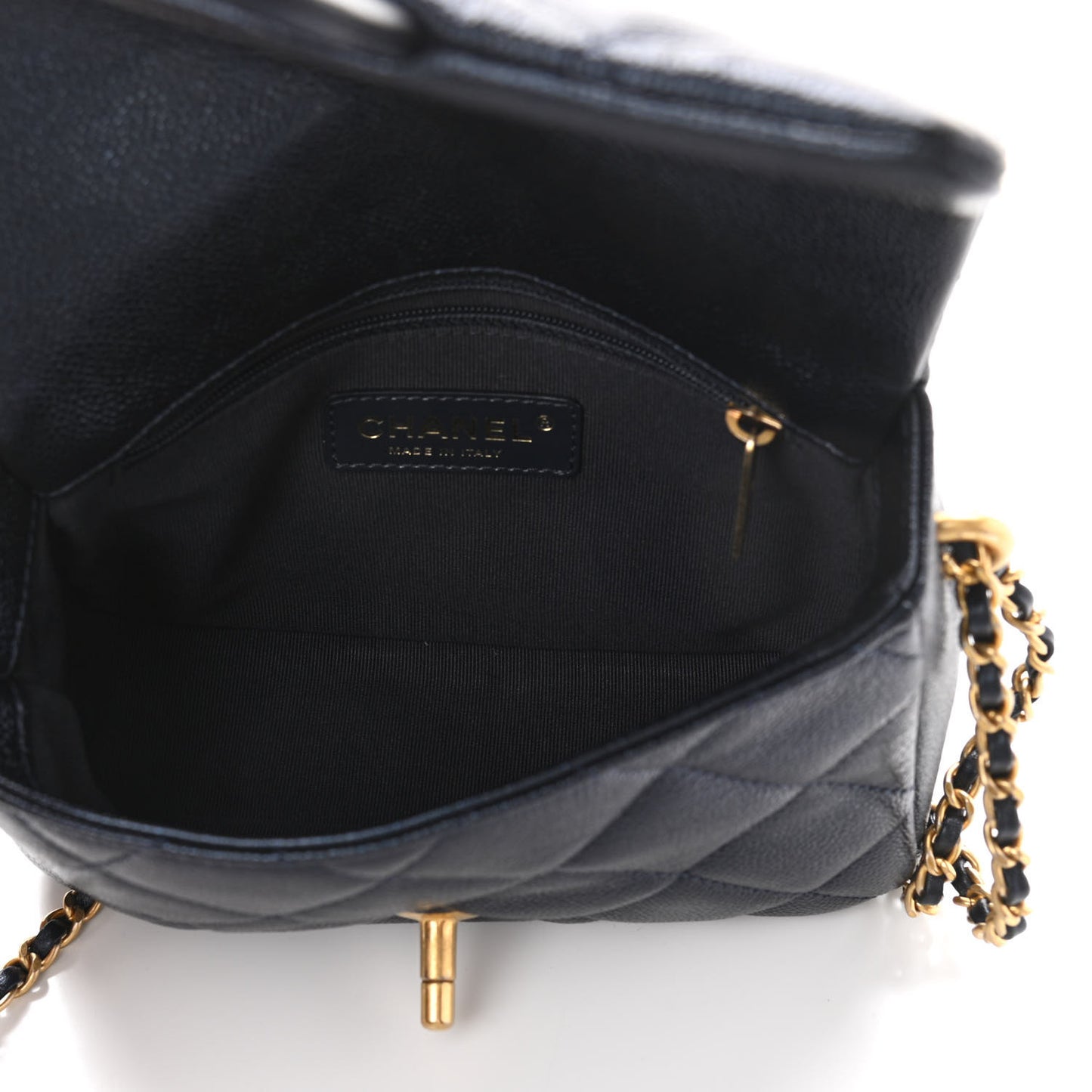 Iridescent Caviar Quilted Mini My Perfect Flap Black