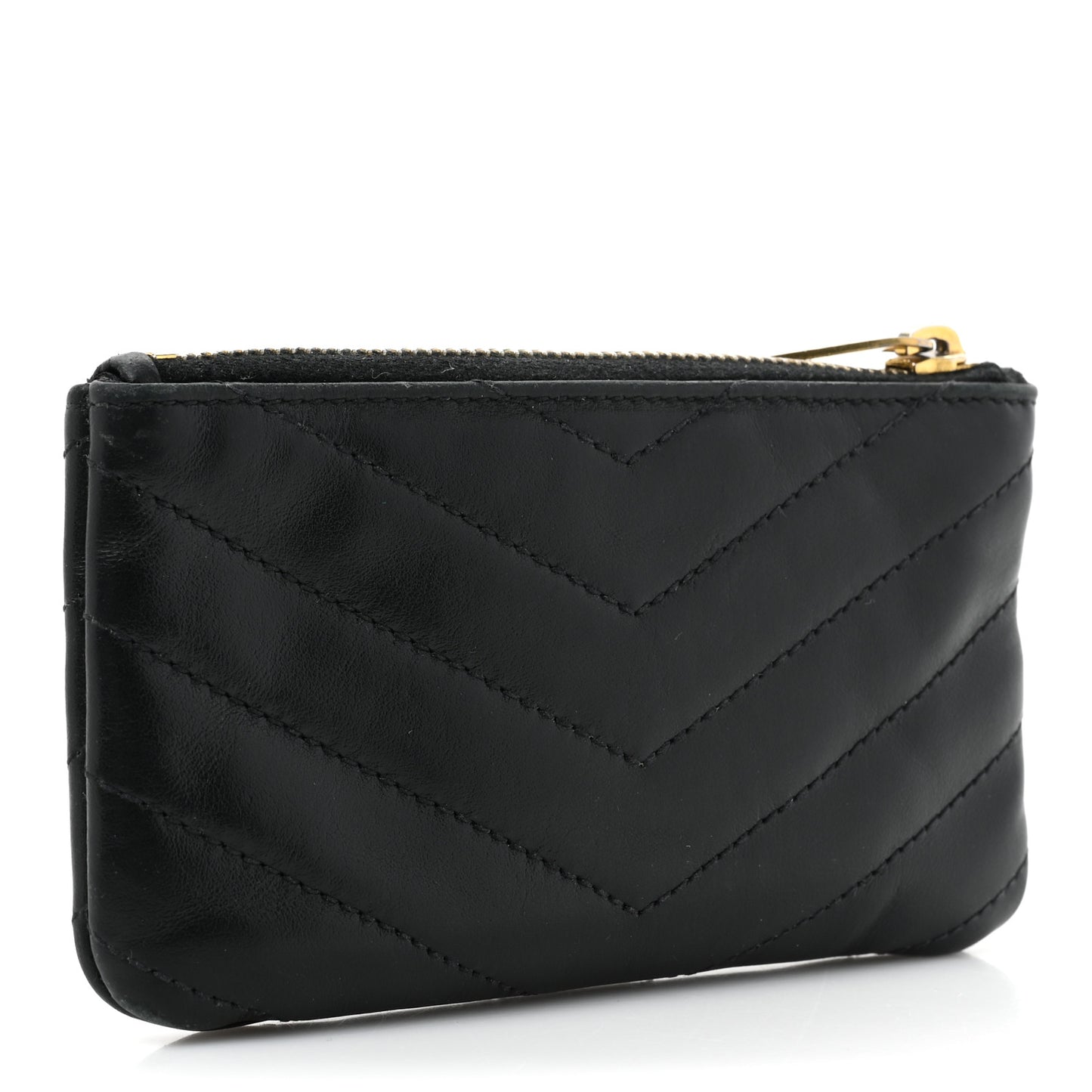 Calfskin Matelasse Monogram Key Pouch Black