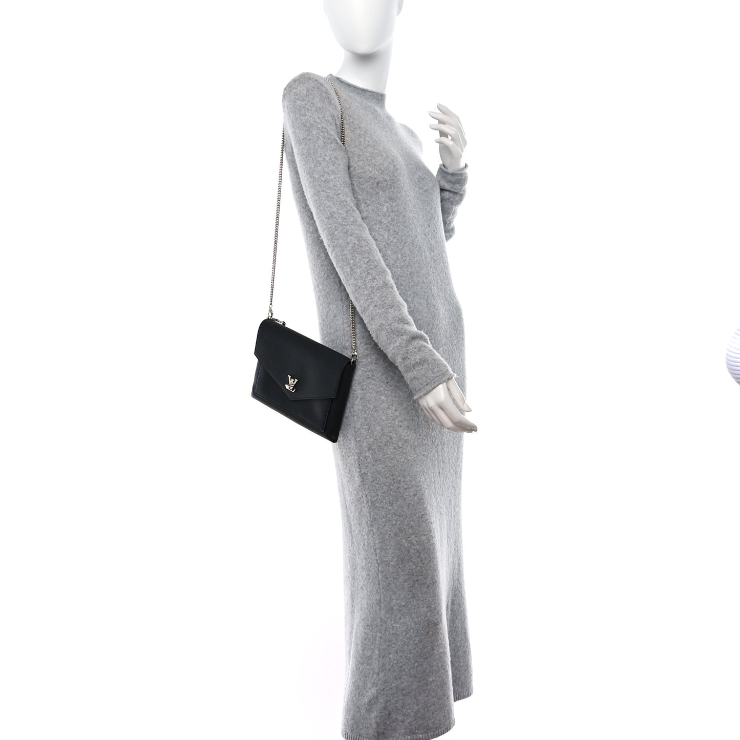 LOUIS VUITTON Soft Calfskin My Lockme Chain Pochette Black