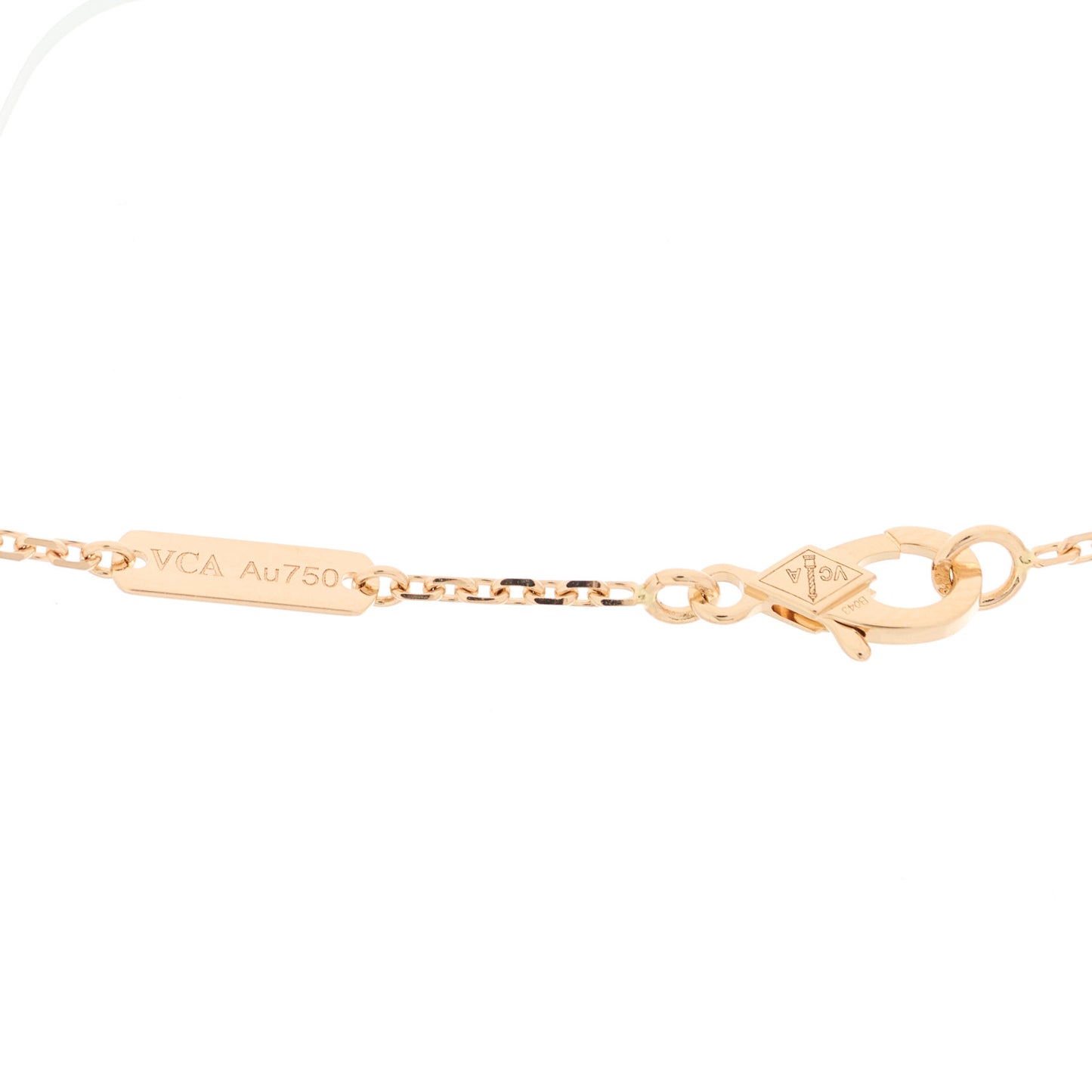18K Rose Gold Gray Mother of Pearl Vintage Alhambra Pendant Necklace