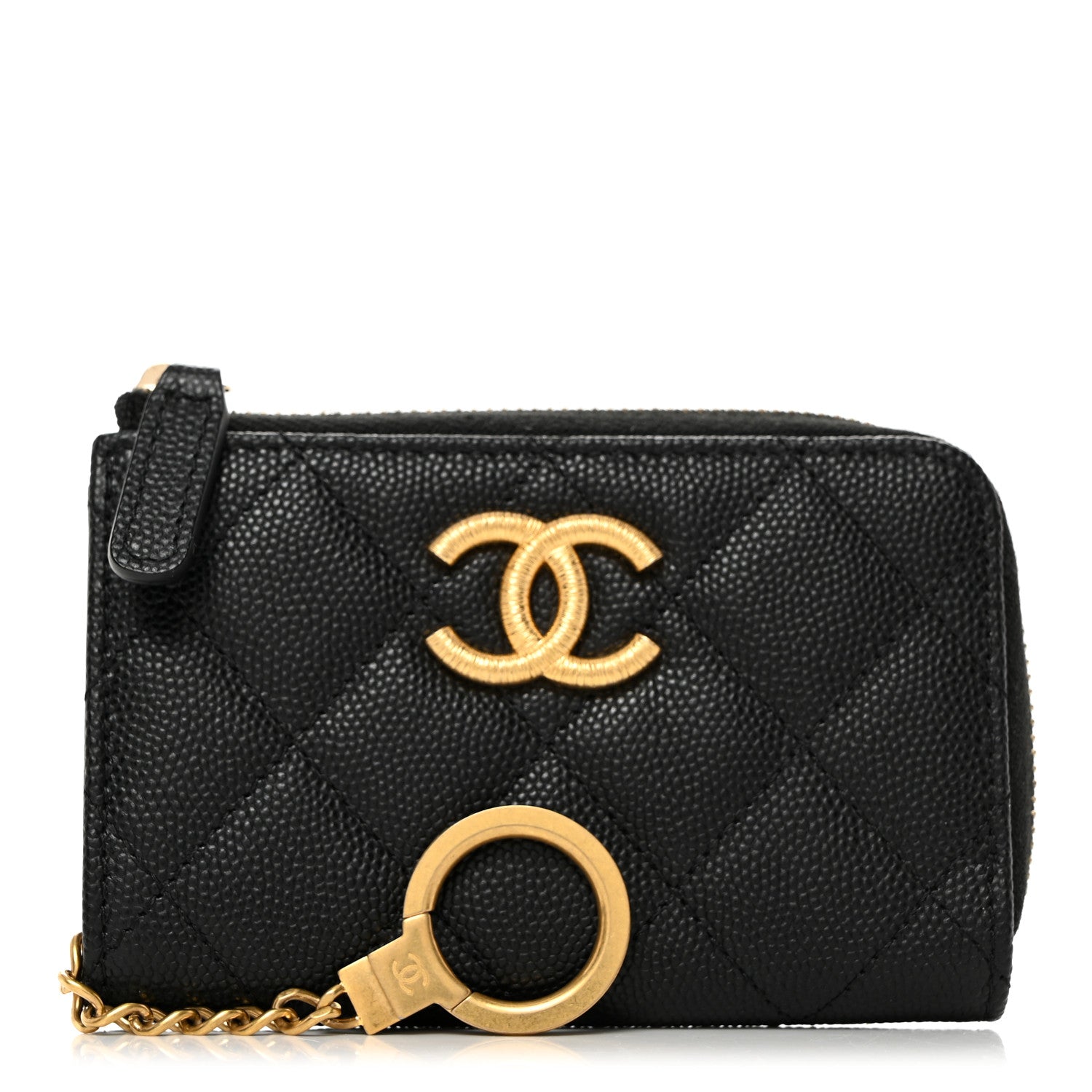 Chanel Caviar Quilted Zipped Key Holder Case Black 1 of 8