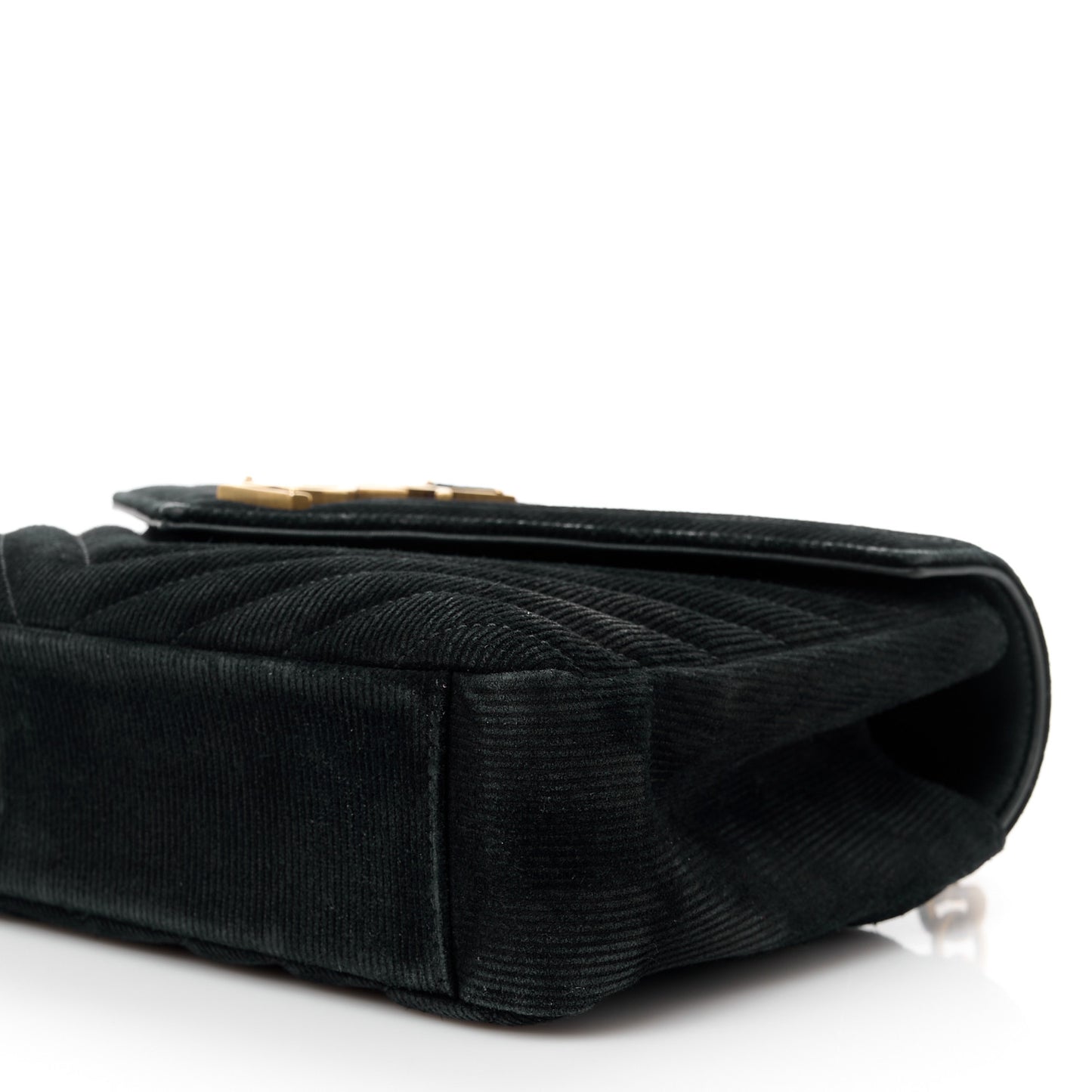 Suede Matelasse Chevron Monogram Medium College Bag Black
