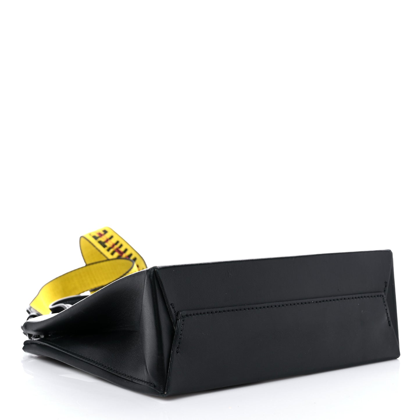 Saffiano Striped Diag Box Bag Black White