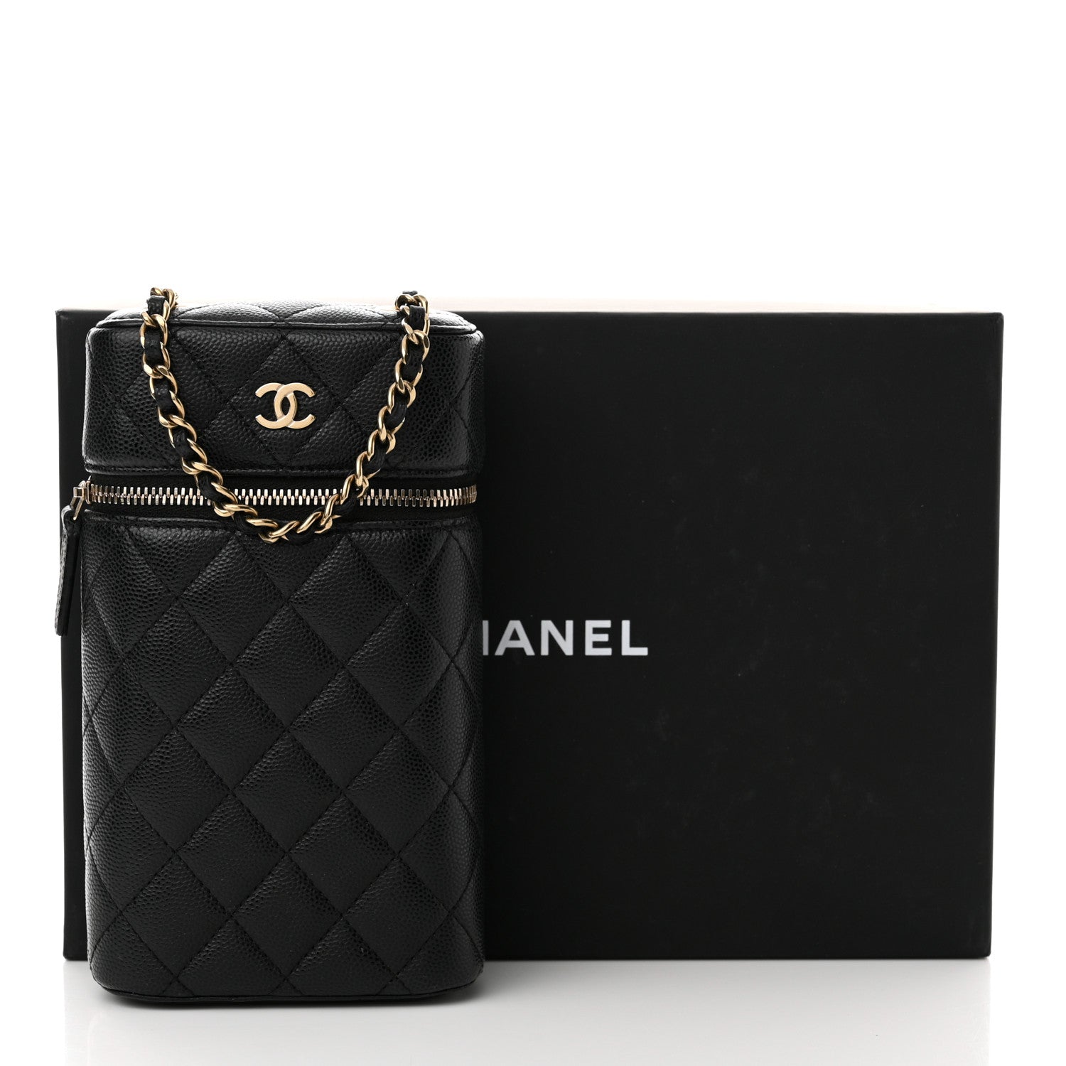 Chanel Caviar Quilted Phone Holder With Chain Black 14 of 14