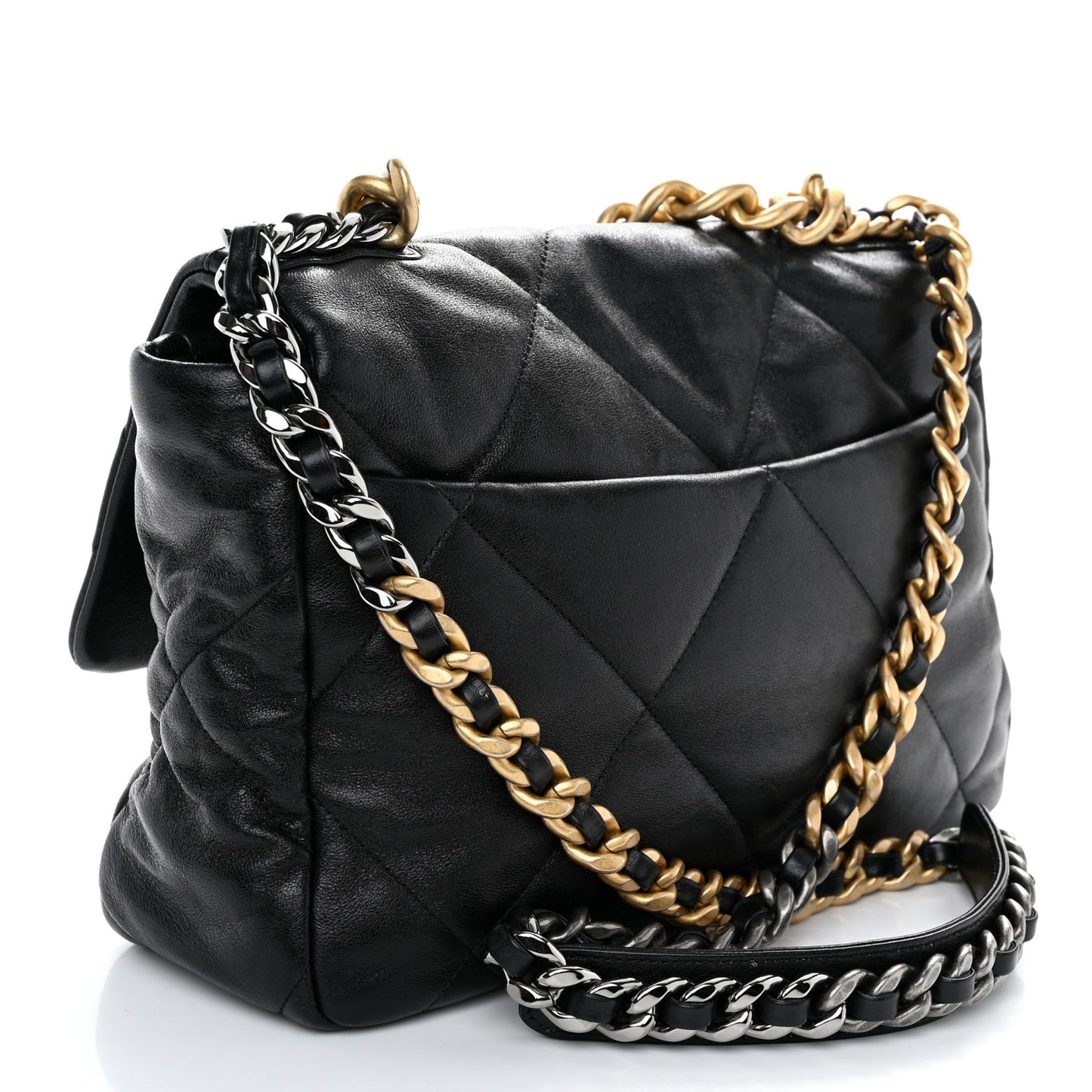 Lambskin Quilted Large Chanel 19 Flap Black