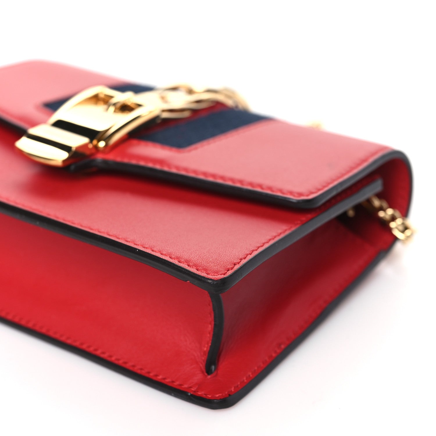 Gucci Calfskin Super Mini Sylvie Chain Shoulder Bag Hibiscus Red 10 of 13