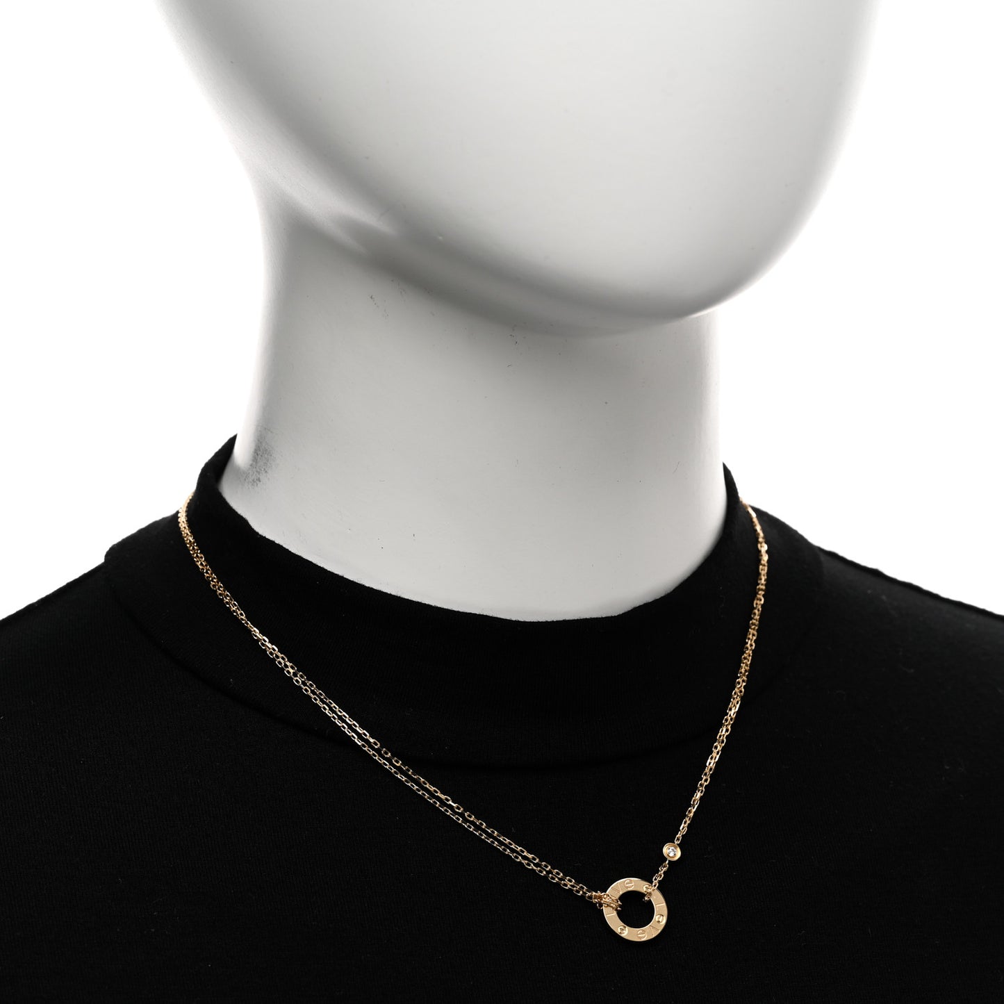 18K Yellow Gold 2 Diamond LOVE Necklace