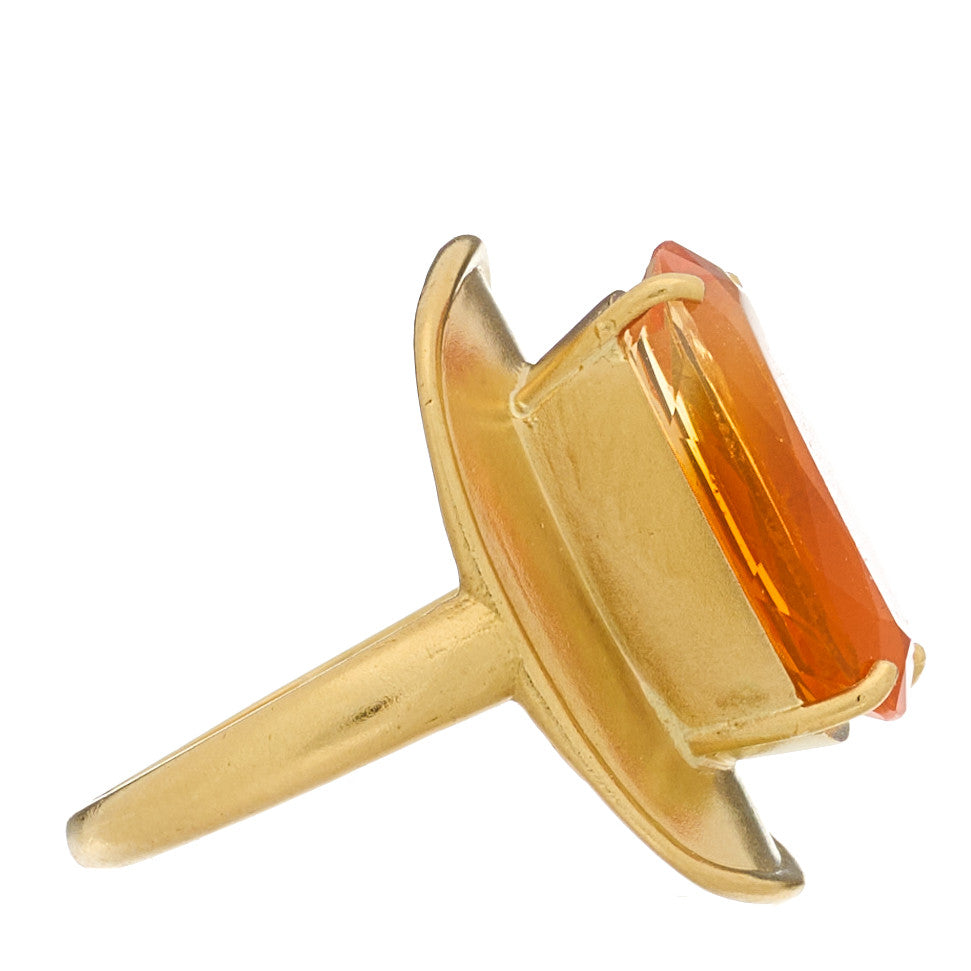 18K Yellow Gold Fire Opal Infinity Cocktail Ring 53 6.25
