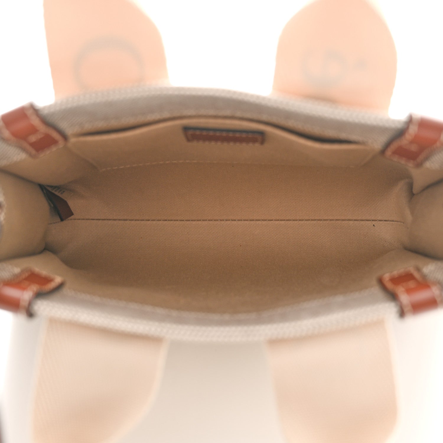 Chloe Cotton Calfskin Small Woody Ribbon Tote With Strap White Brown 5 of 13