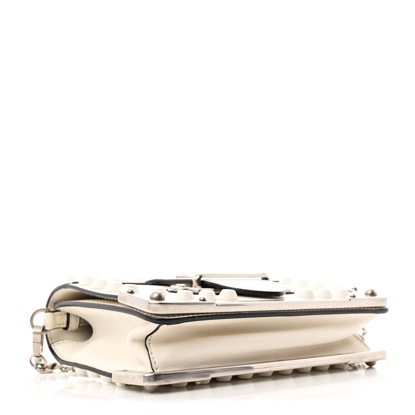 City Calfskin Saffiano Studded Cahier Bag White