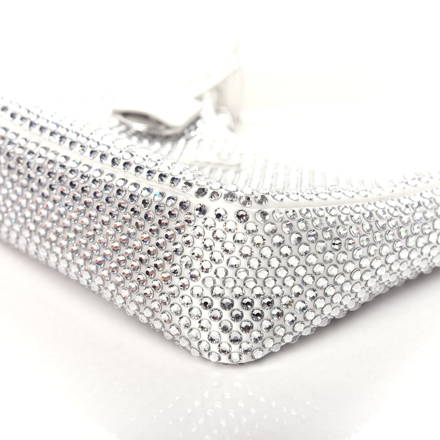 Satin Crystal Mini Re-Edition 2000 Bag White