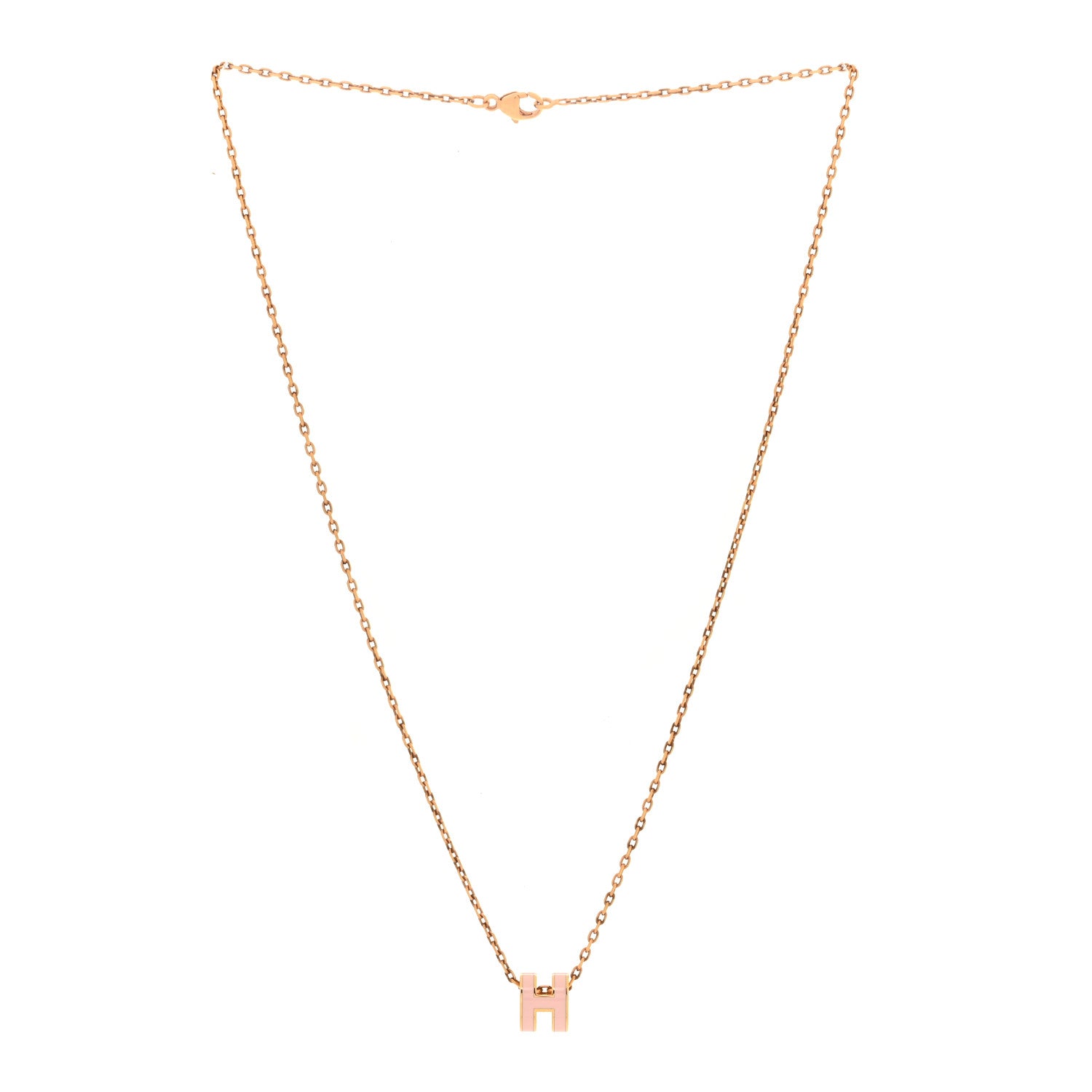 Hermes Lacquered Rose Gold Mini Pop H Pendant Necklace Rose Dragee 1 of 6