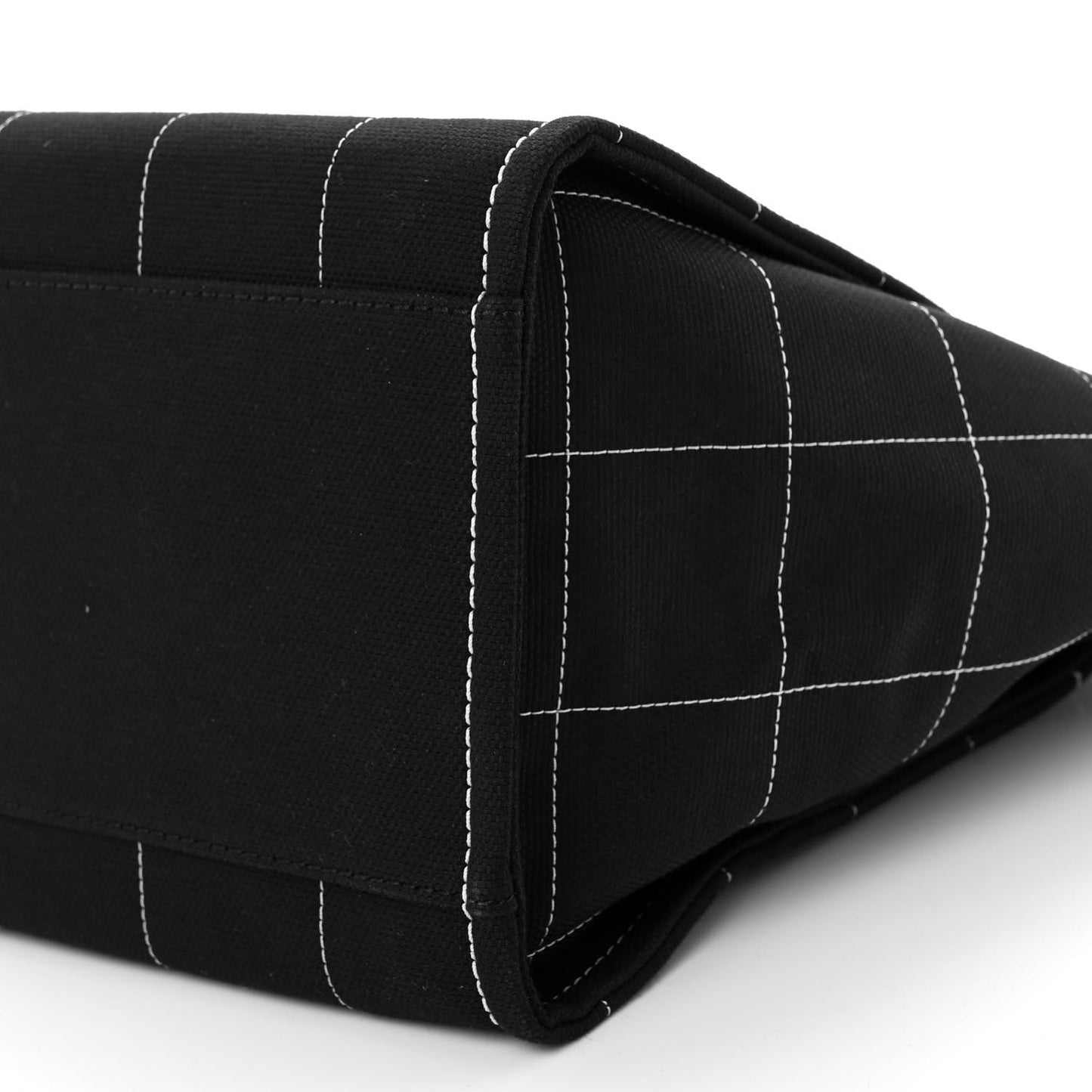 Cotton Medium Deauville Tote Black White