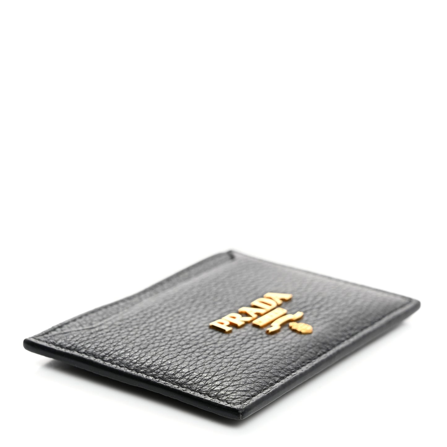 Vitello Grain Metal Card Holder Black